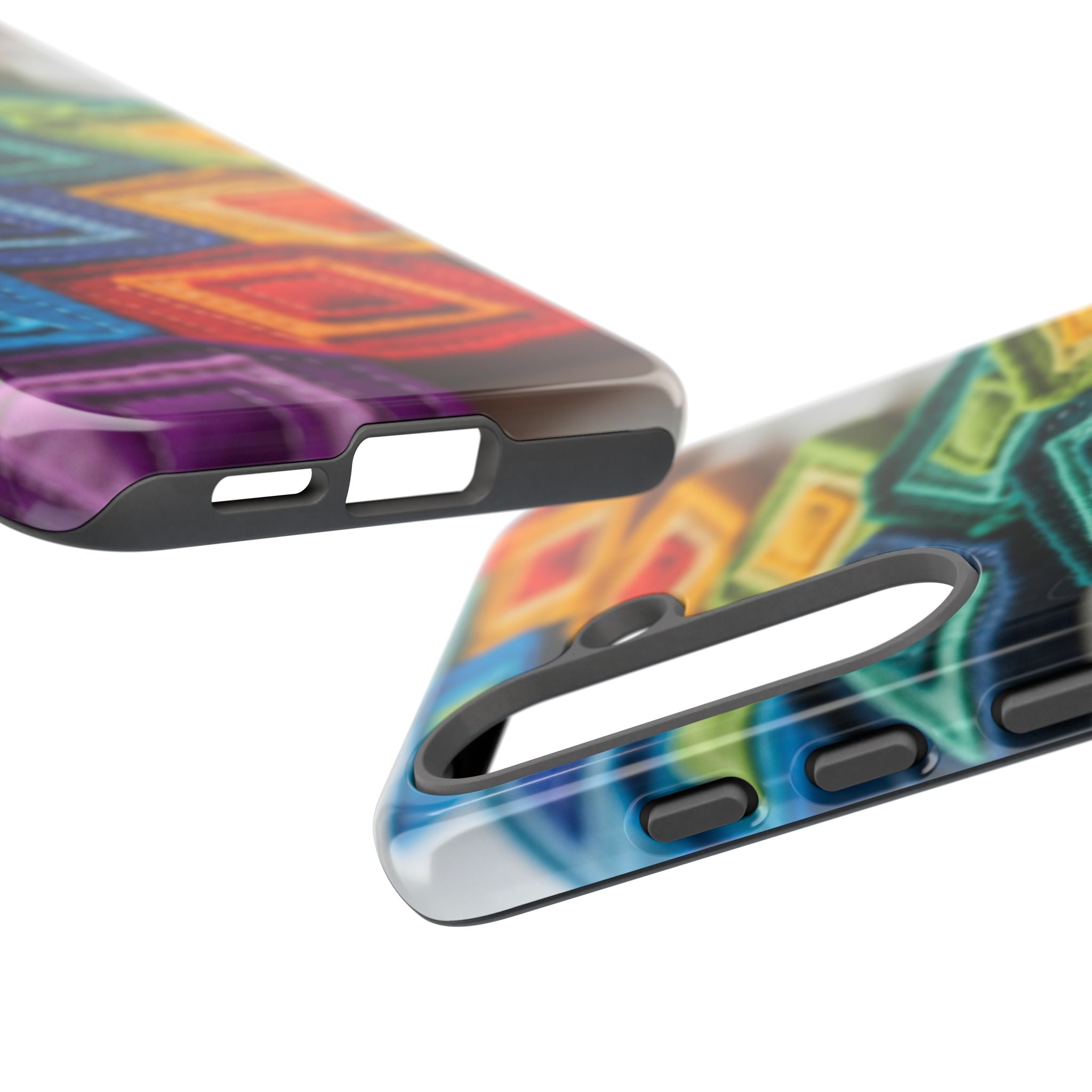 Colorful Geometric Quilt Pattern Phone Case – Bright Rainbow Diamond Tough Case