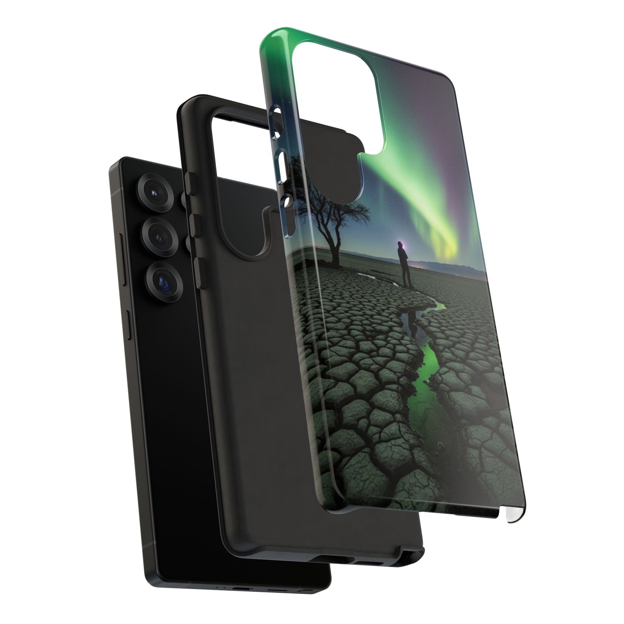 Aurora Night Sky Tough Phone Case — Northern Lights Landscape Protective Cover