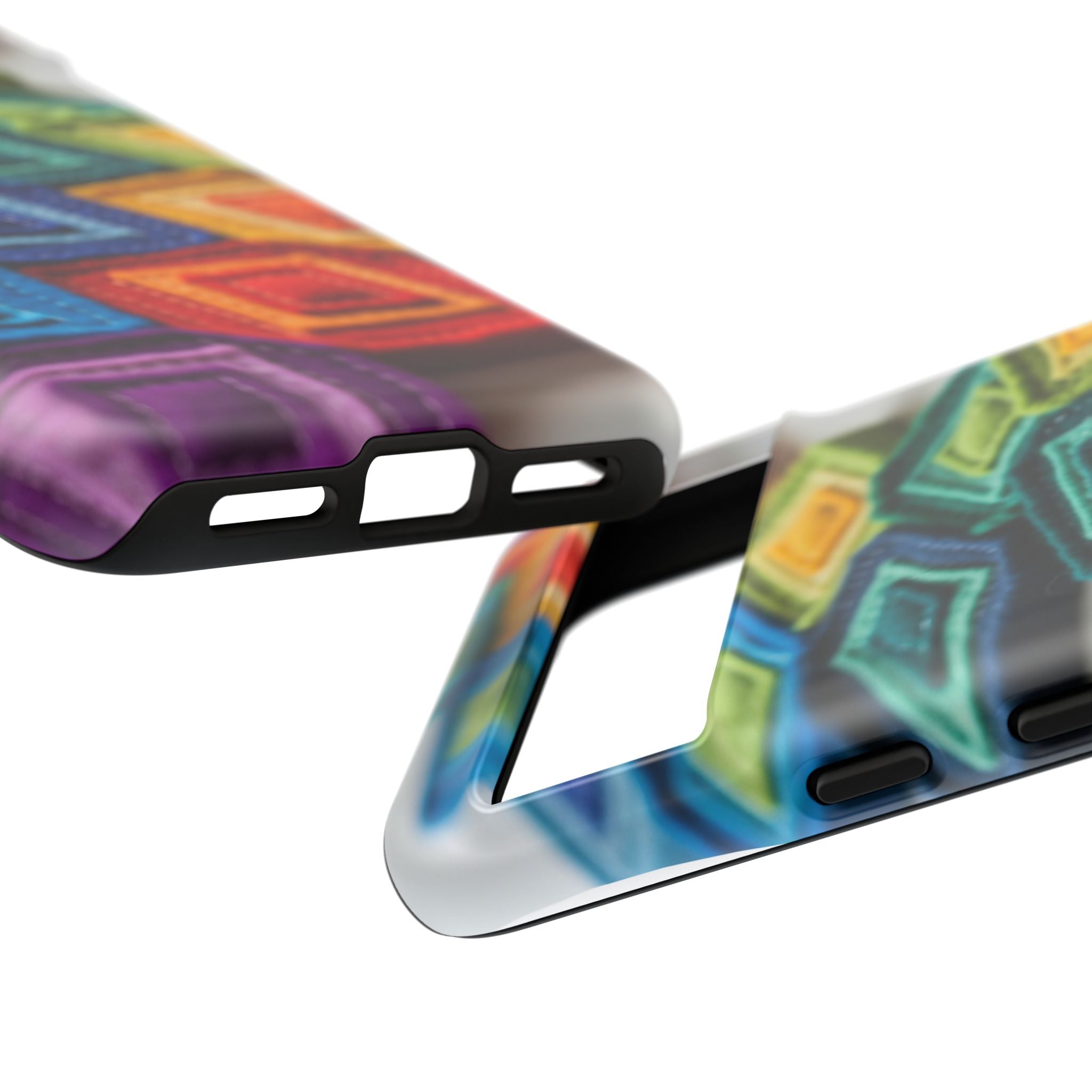Colorful Geometric Quilt Pattern Phone Case – Bright Rainbow Diamond Tough Case