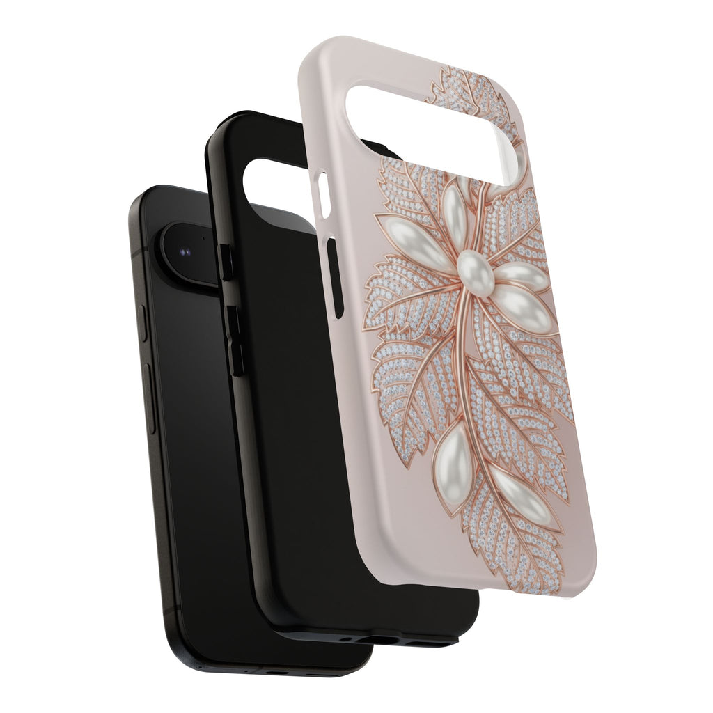 Rose Gold Pearl Leaf Tough Phone Case for Google Phone