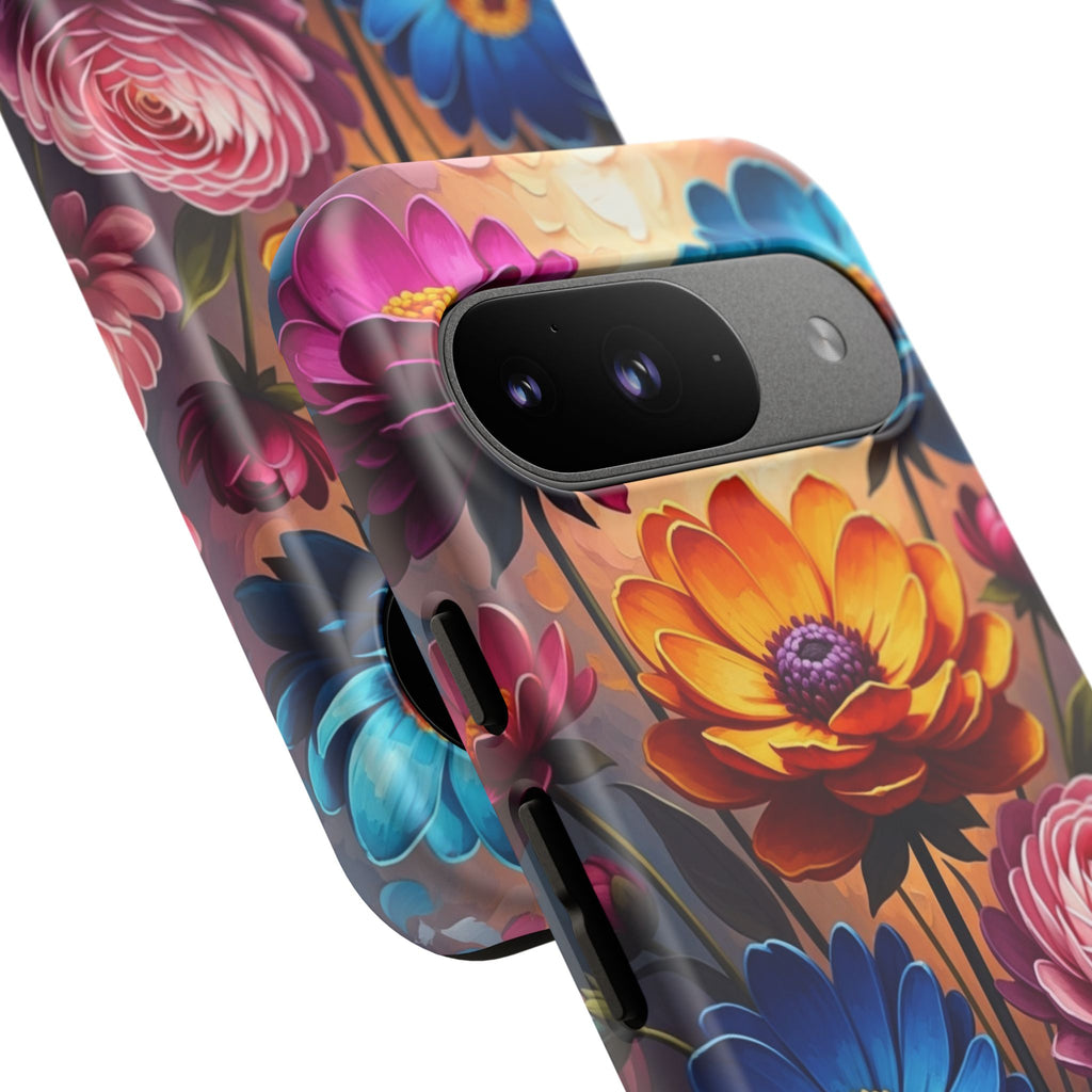 Floral Sunset Tough Phone Case — Vibrant Bloom Protective Cover