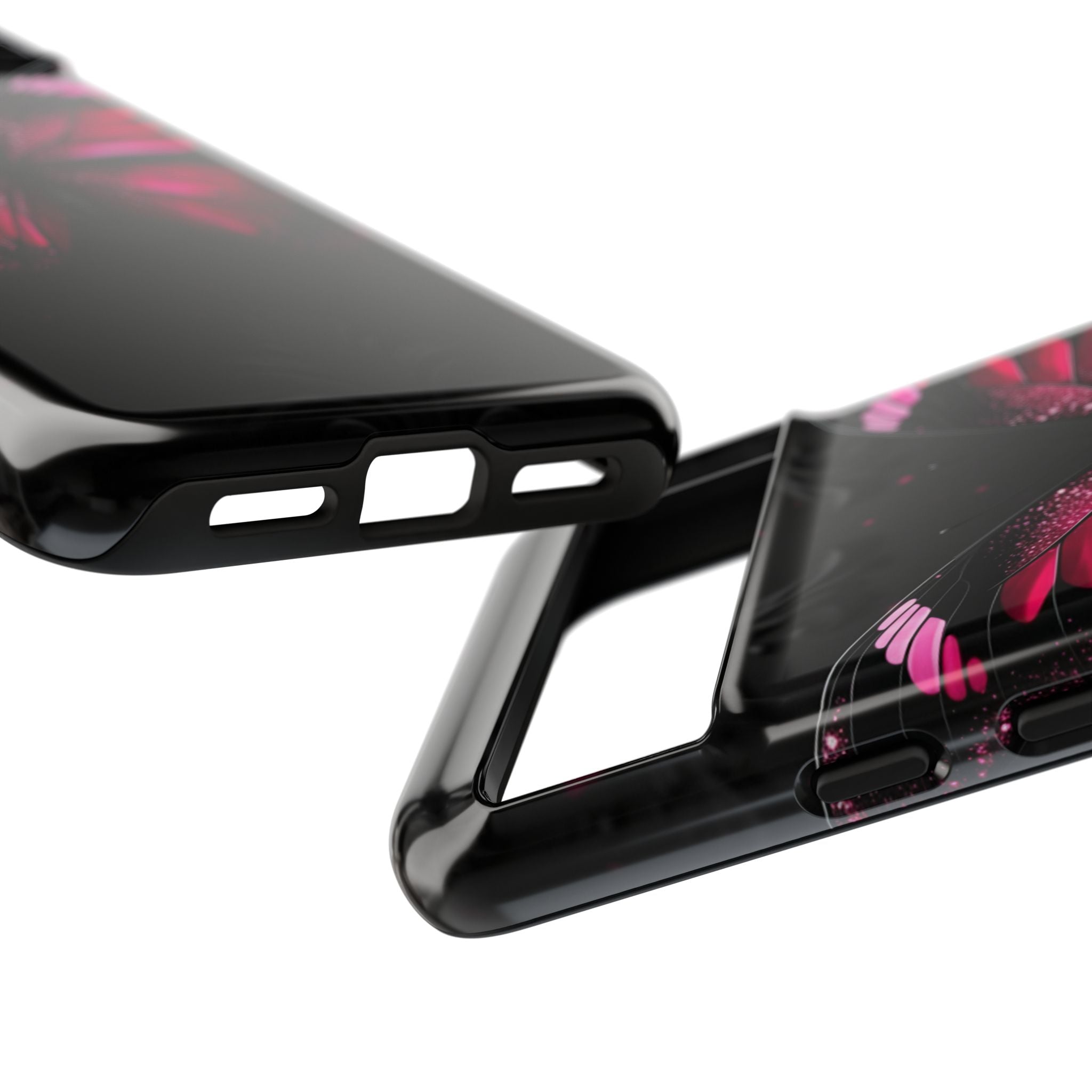 Pink Butterfly Tough Phone Case - Shockproof Protective iPhone Cover