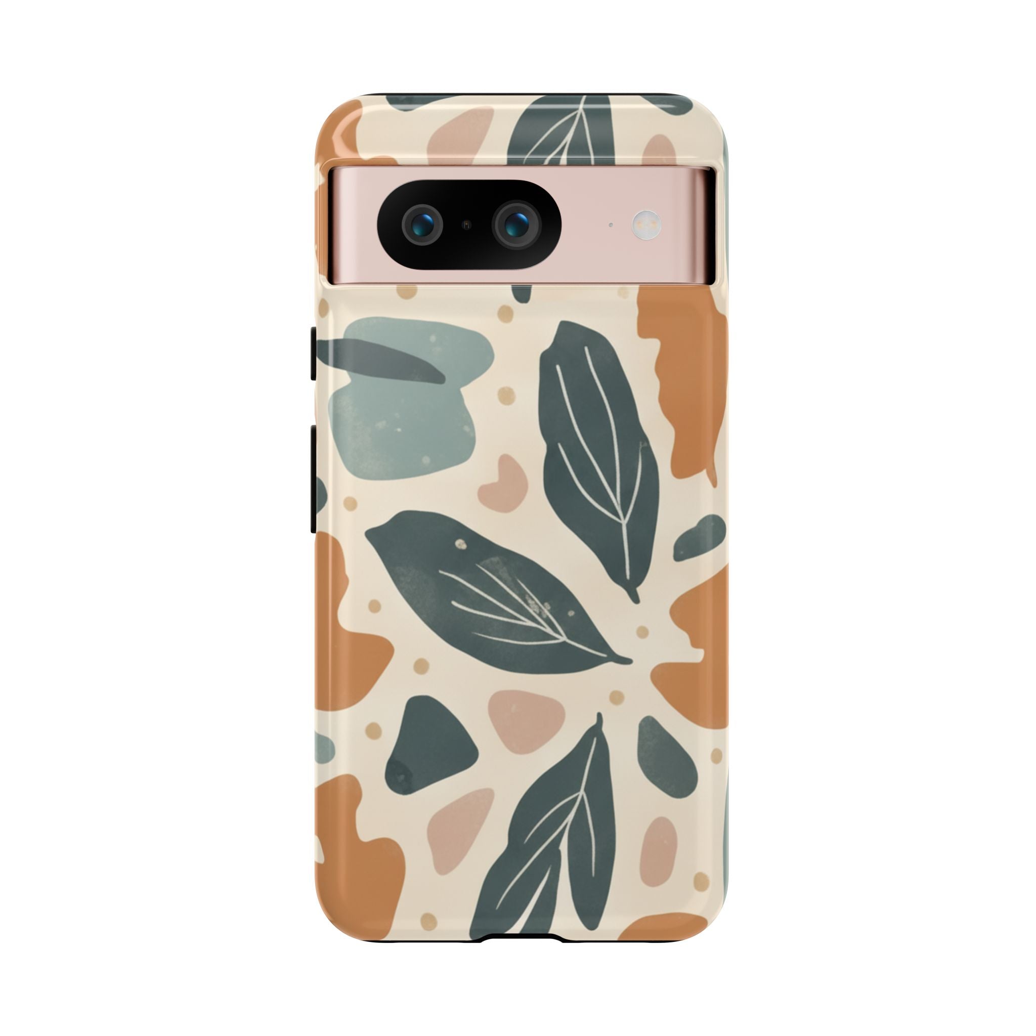 Floral Leaf Tough Phone Case — Abstract Earth-Tone Protection