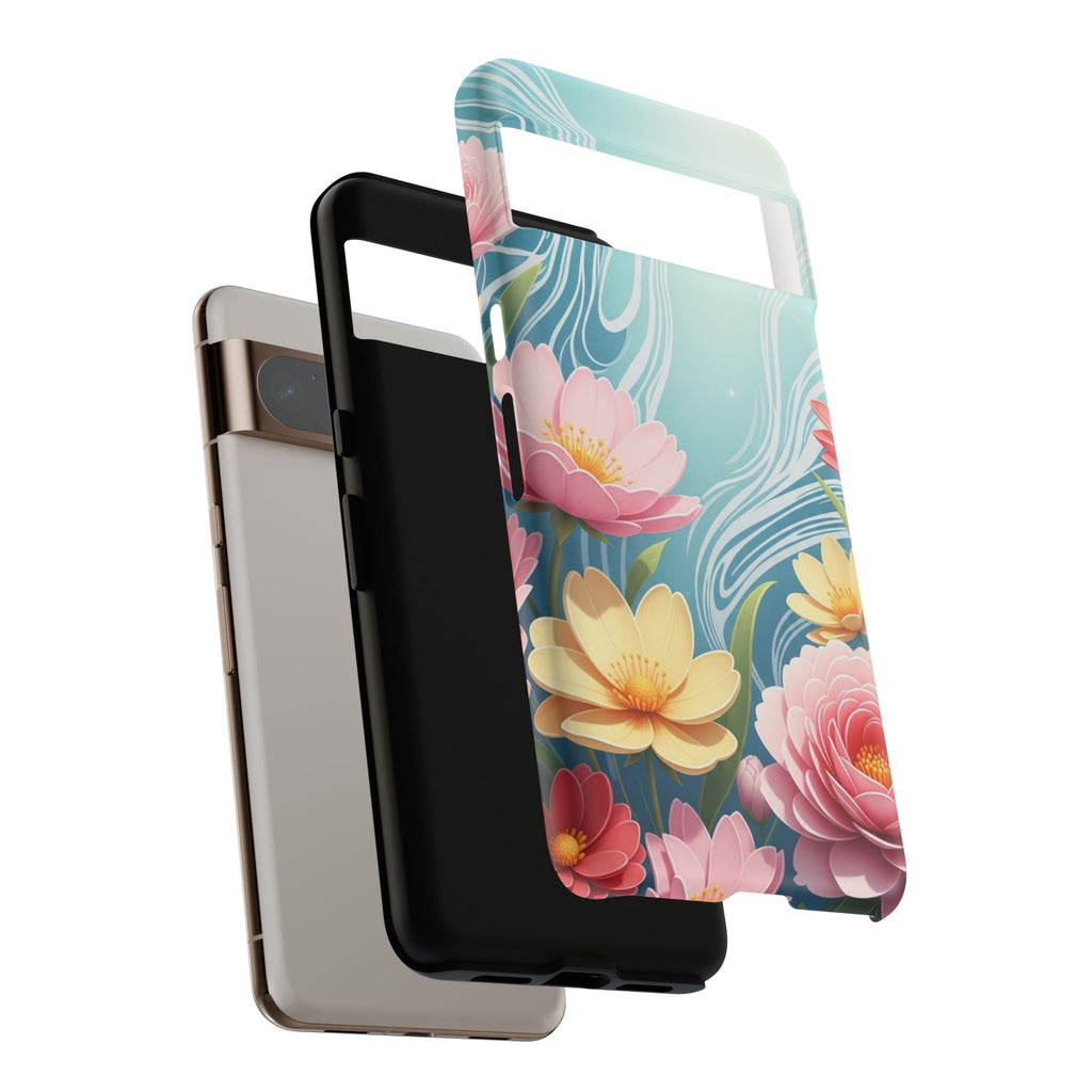 Floral Lotus Tough Phone Case — Watercolor Garden Protective Cover