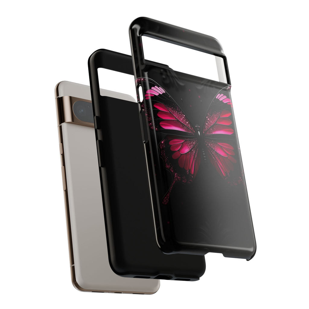 Pink Butterfly Tough Phone Case - Shockproof Protective iPhone Cover
