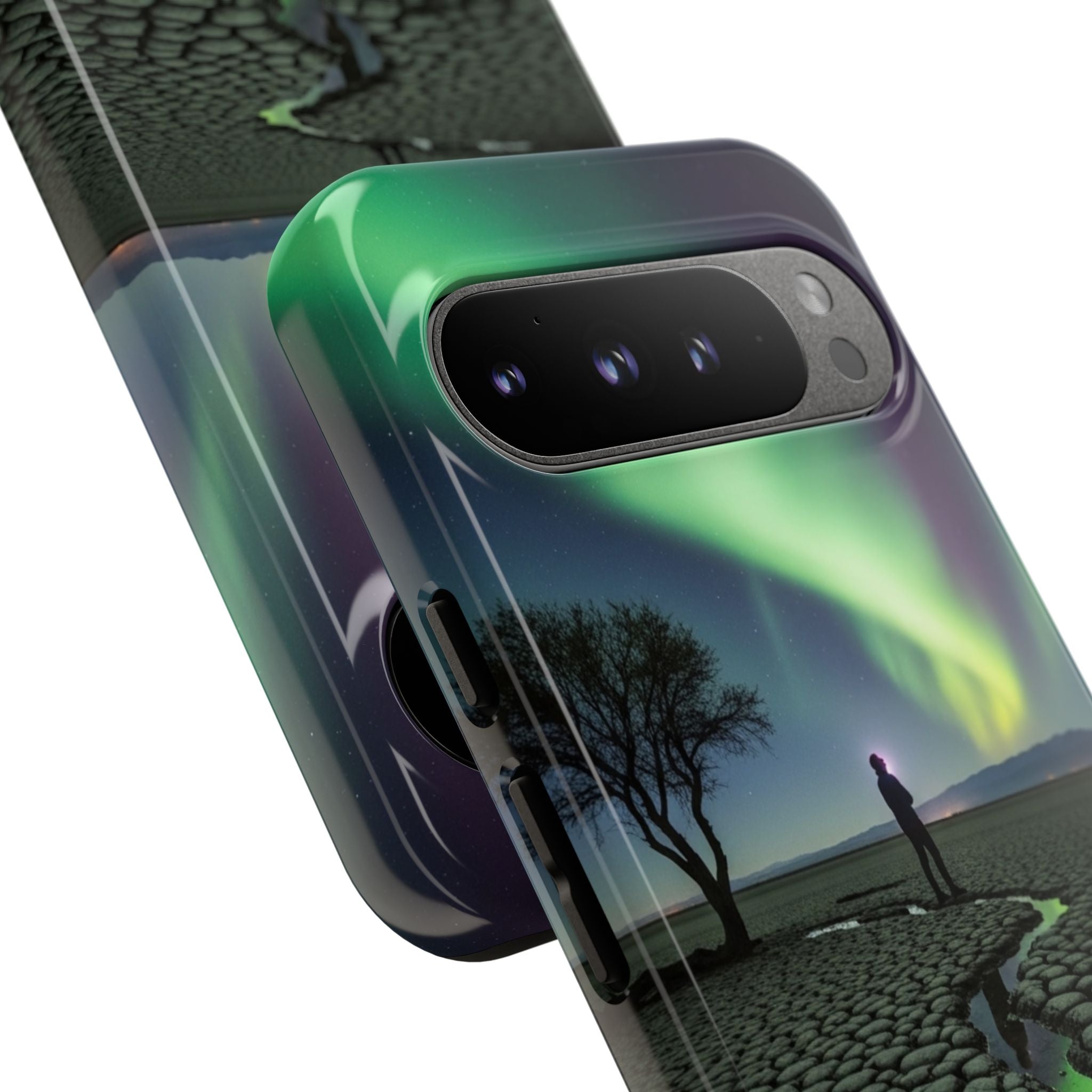 Aurora Night Sky Tough Phone Case — Northern Lights Landscape Protective Cover