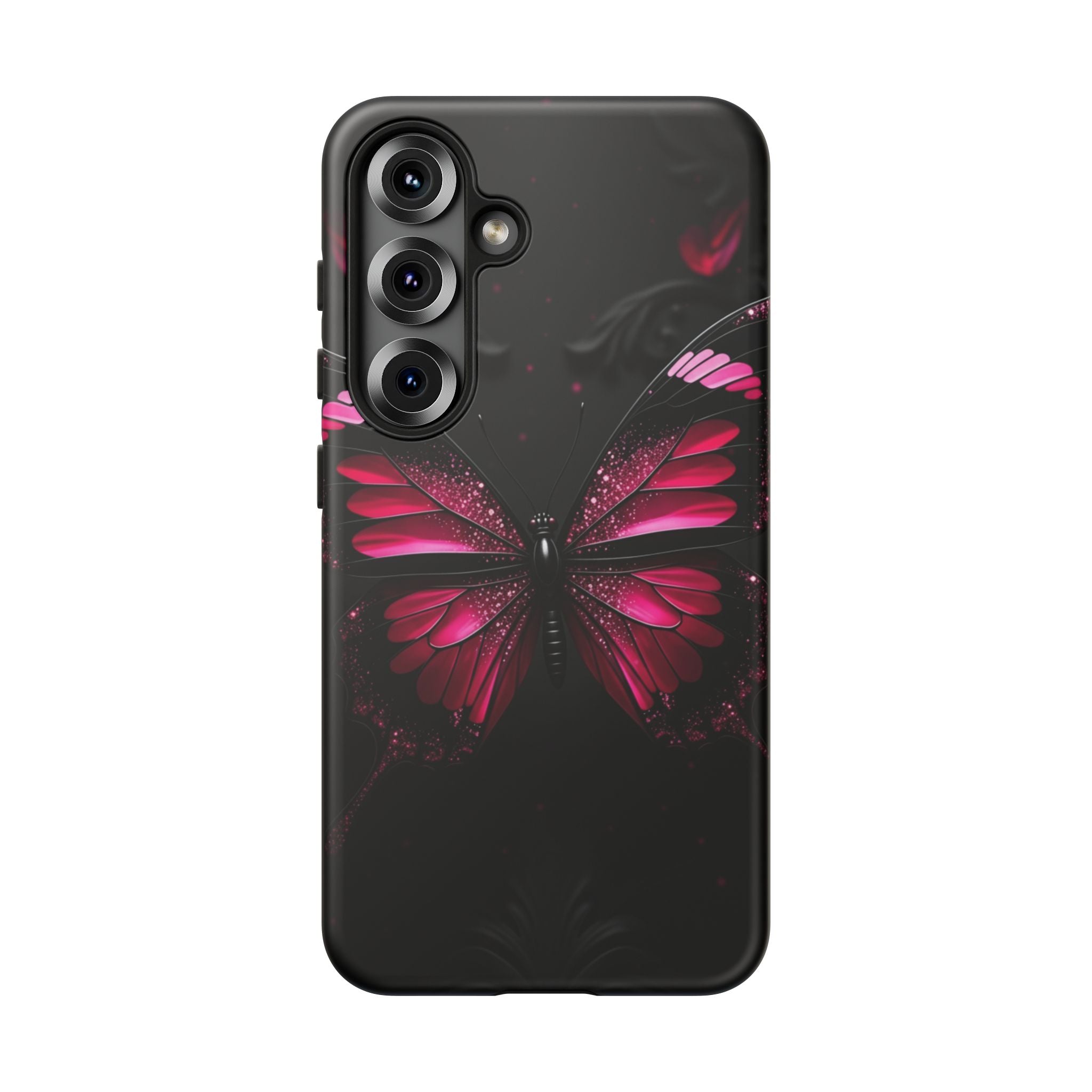 Pink Butterfly Tough Phone Case - Shockproof Protective iPhone Cover