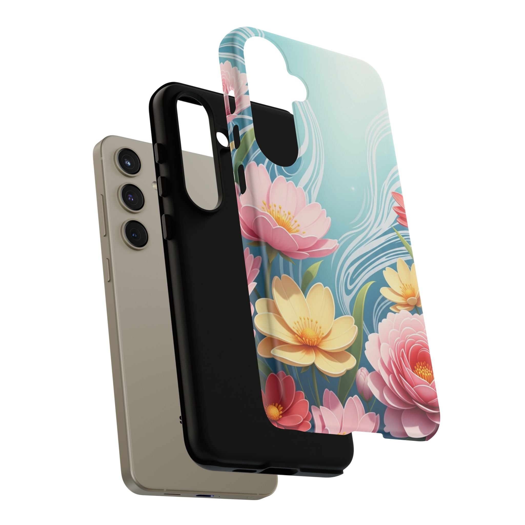 Floral Lotus Tough Phone Case — Watercolor Garden Protective Cover
