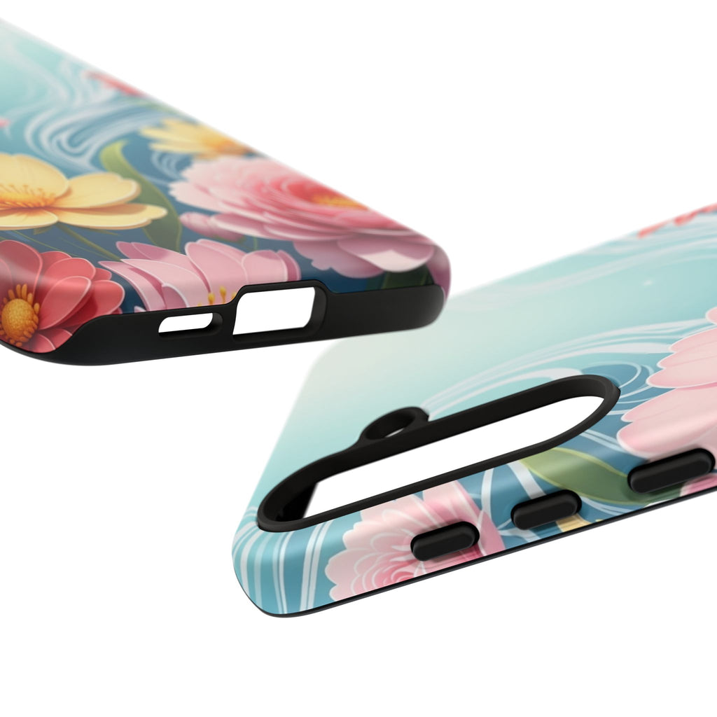 Floral Lotus Tough Phone Case — Watercolor Garden Protective Cover