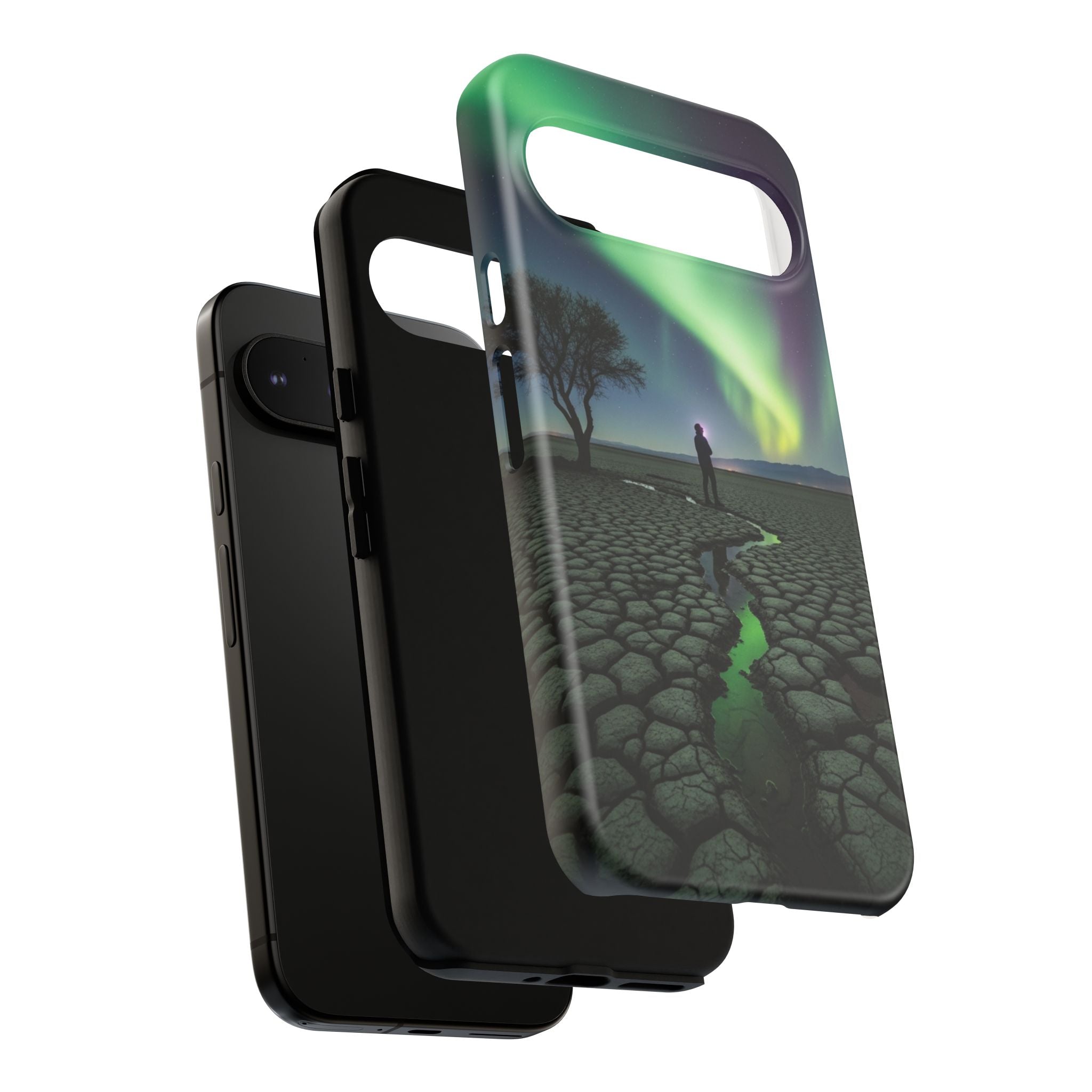 Aurora Night Sky Tough Phone Case — Northern Lights Landscape Protective Cover