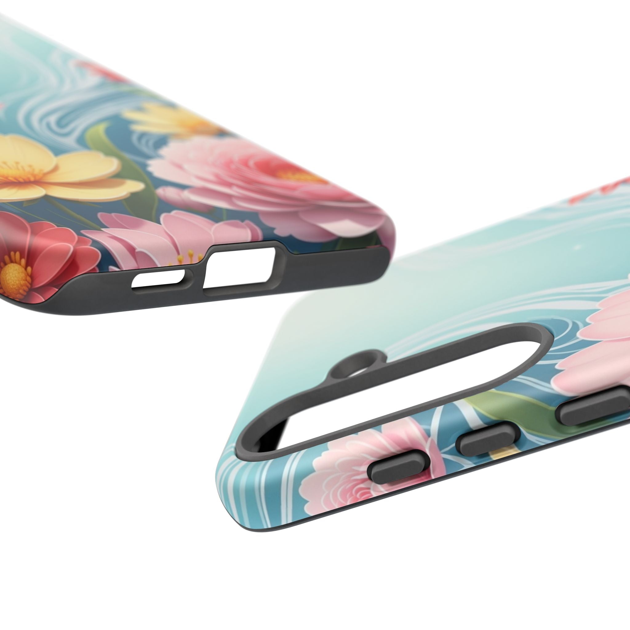 Floral Lotus Tough Phone Case — Watercolor Garden Protective Cover