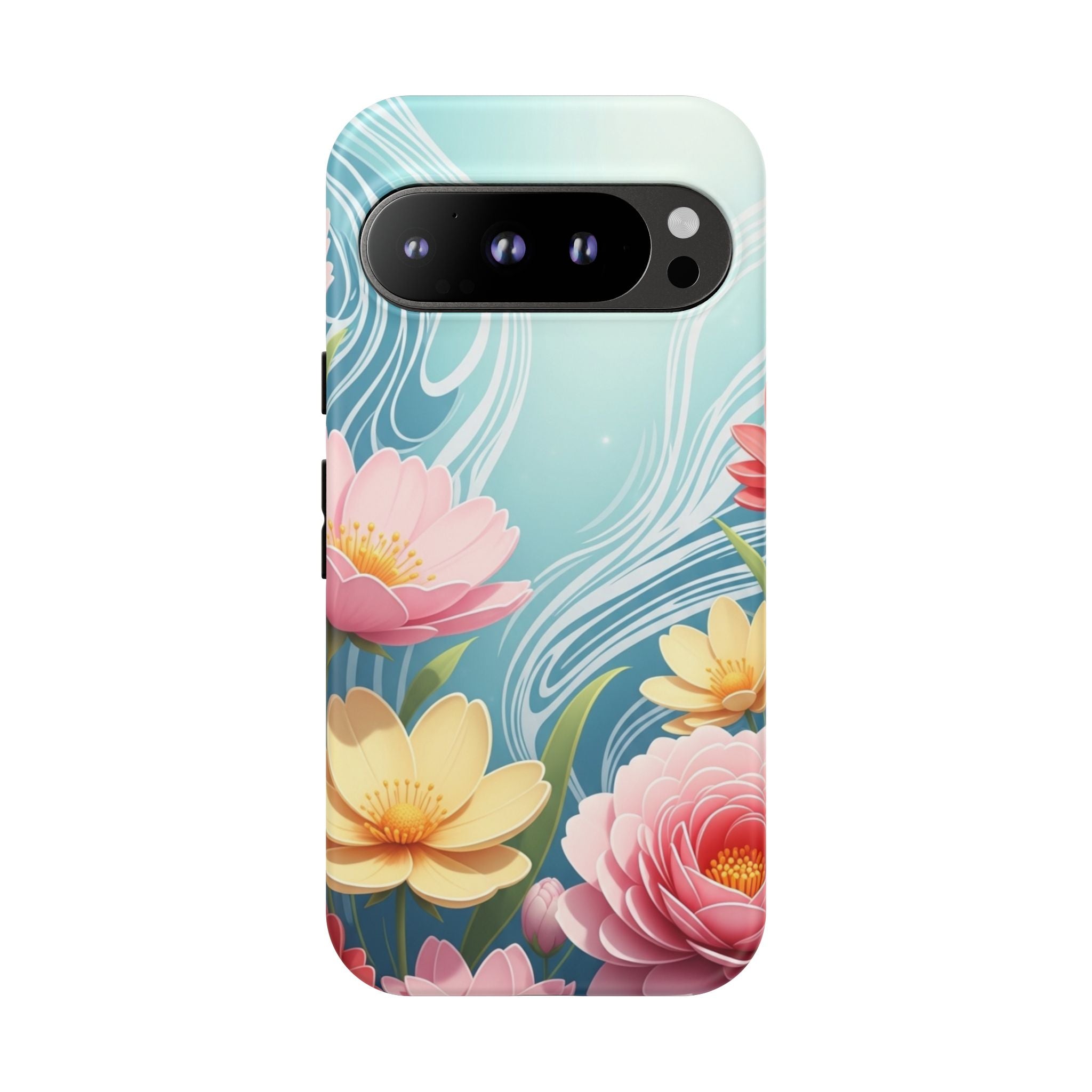 Floral Lotus Tough Phone Case — Watercolor Garden Protective Cover