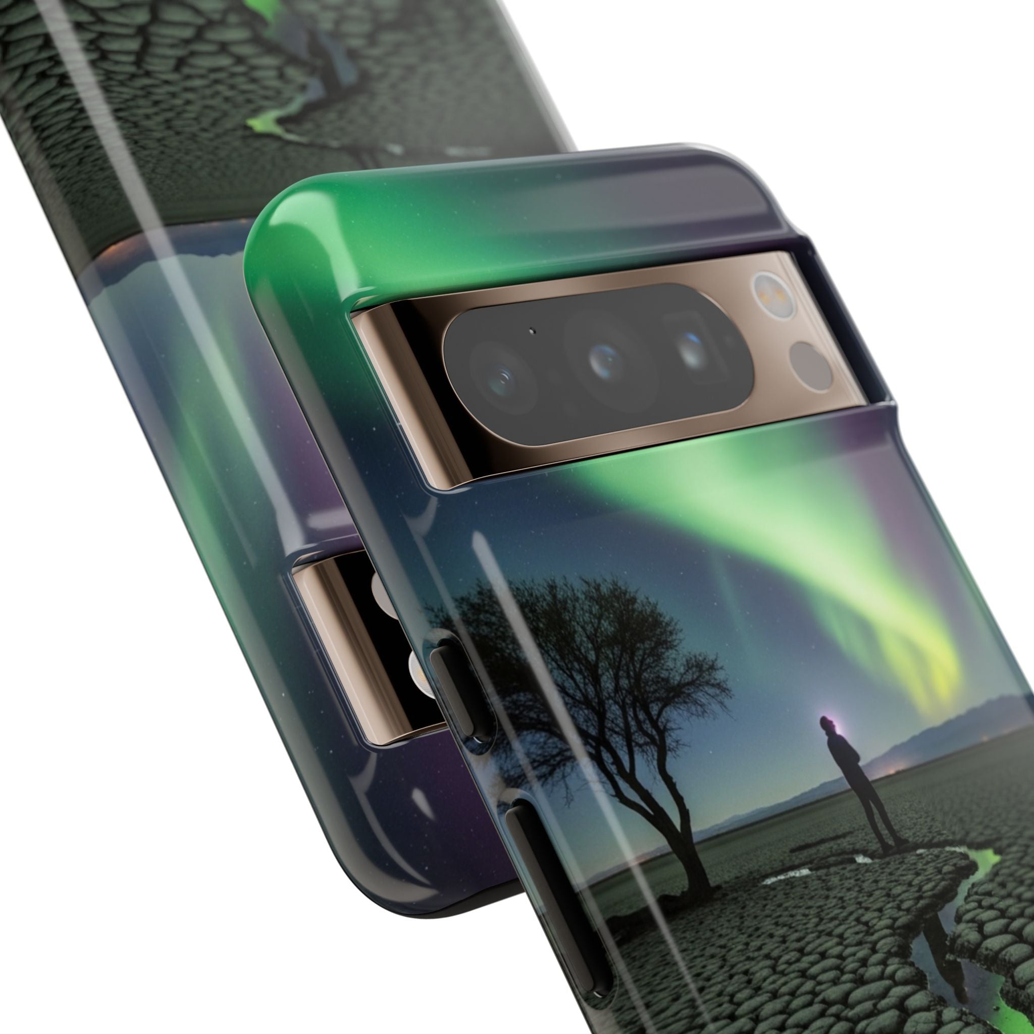 Aurora Night Sky Tough Phone Case — Northern Lights Landscape Protective Cover