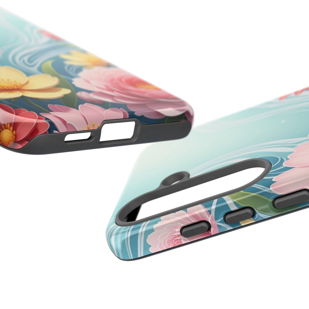 Floral Lotus Tough Phone Case — Watercolor Garden Protective Cover