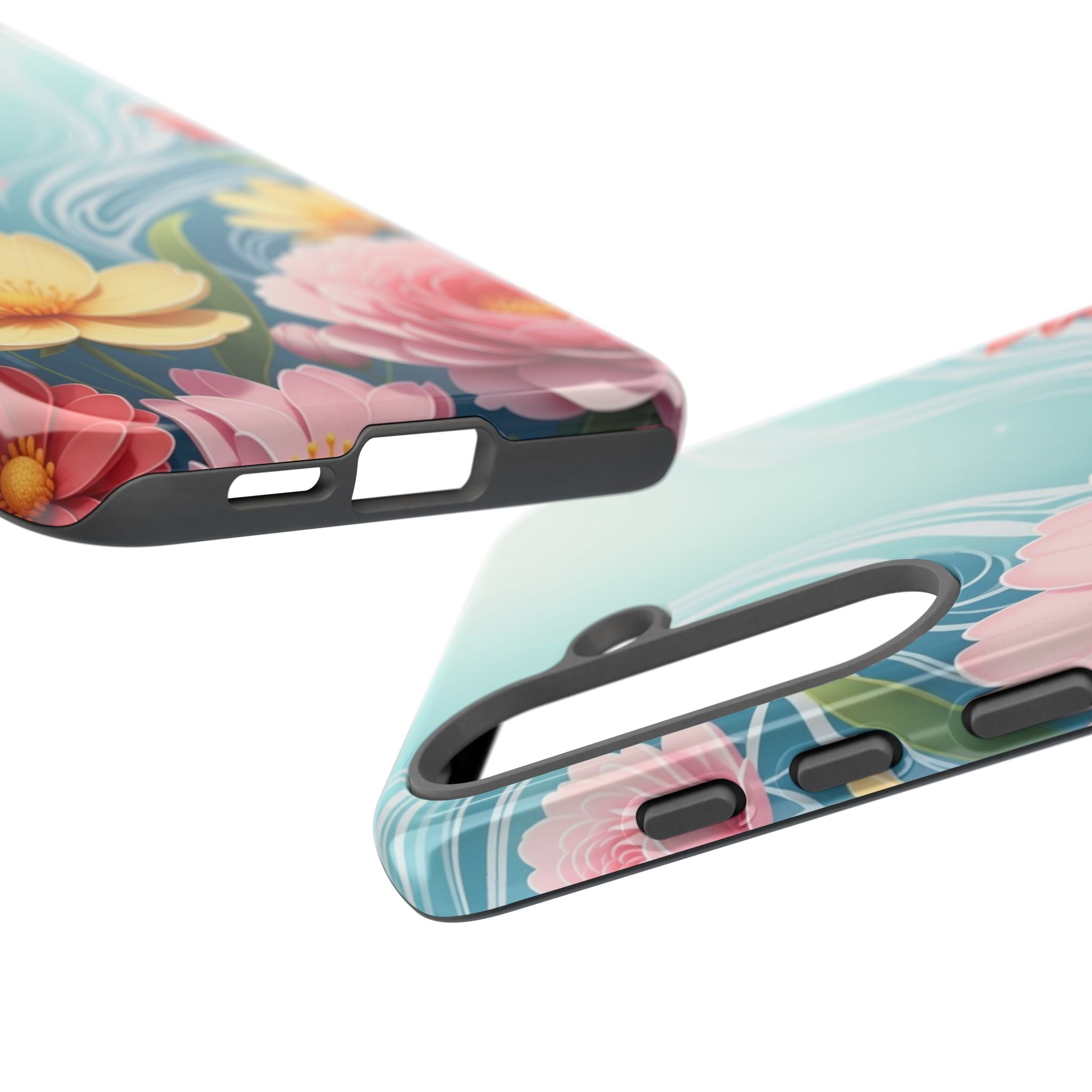 Floral Lotus Tough Phone Case — Watercolor Garden Protective Cover