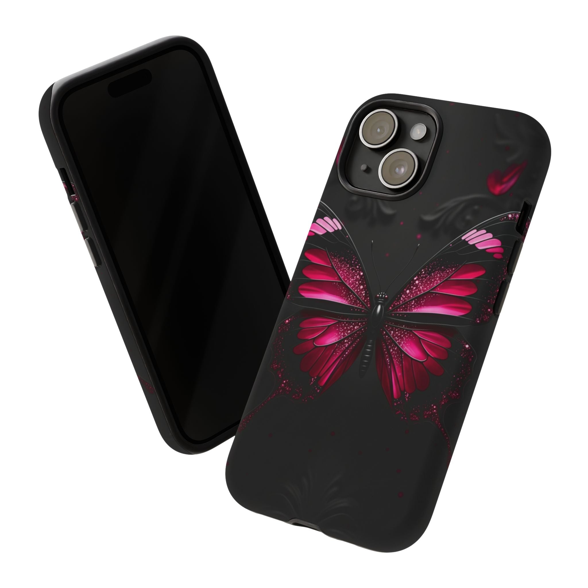 Pink Butterfly Tough Phone Case - Shockproof Protective iPhone Cover