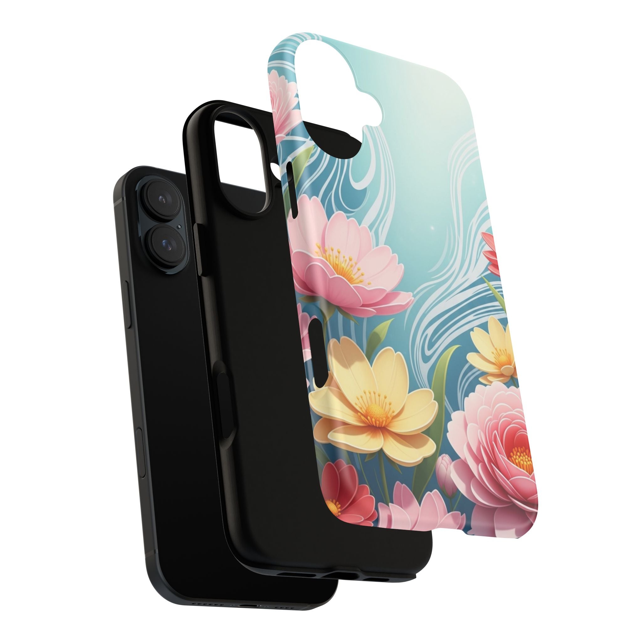 Floral Lotus Tough Phone Case — Watercolor Garden Protective Cover