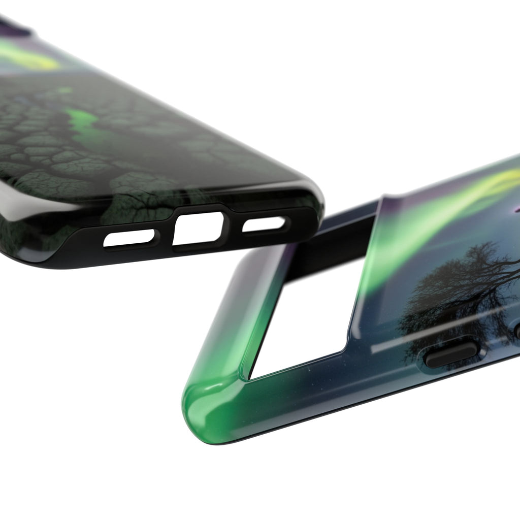 Aurora Night Sky Tough Phone Case — Northern Lights Landscape Protective Cover