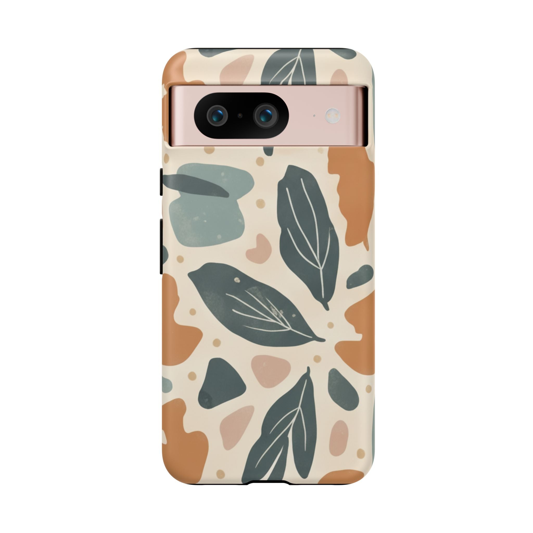 Floral Leaf Tough Phone Case — Abstract Earth-Tone Protection