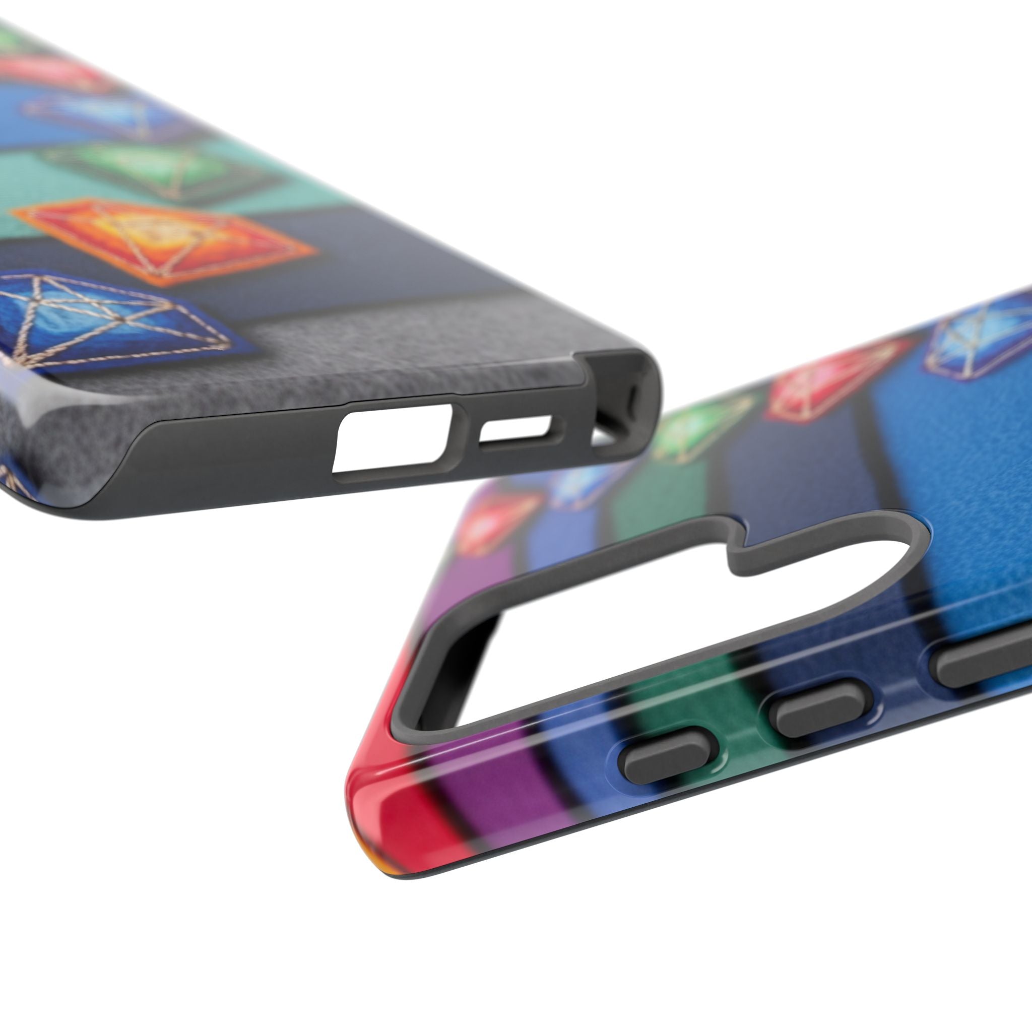Colorful Gem Stripe Phone Case — Rainbow Diamond Pattern Tough Case