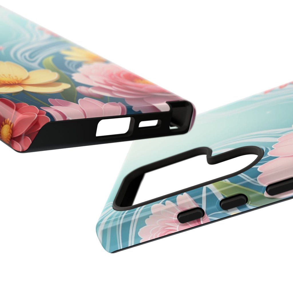 Floral Lotus Tough Phone Case — Watercolor Garden Protective Cover