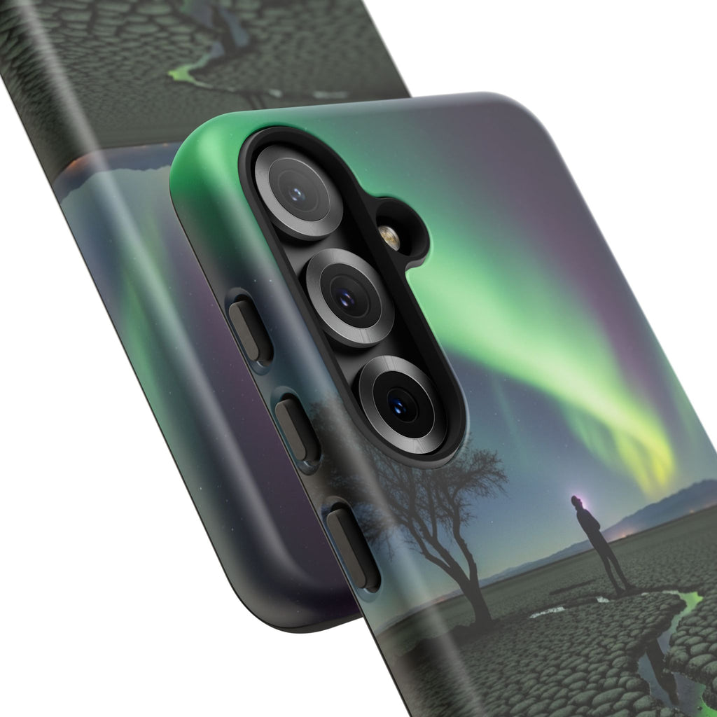 Aurora Night Sky Tough Phone Case — Northern Lights Landscape Protective Cover
