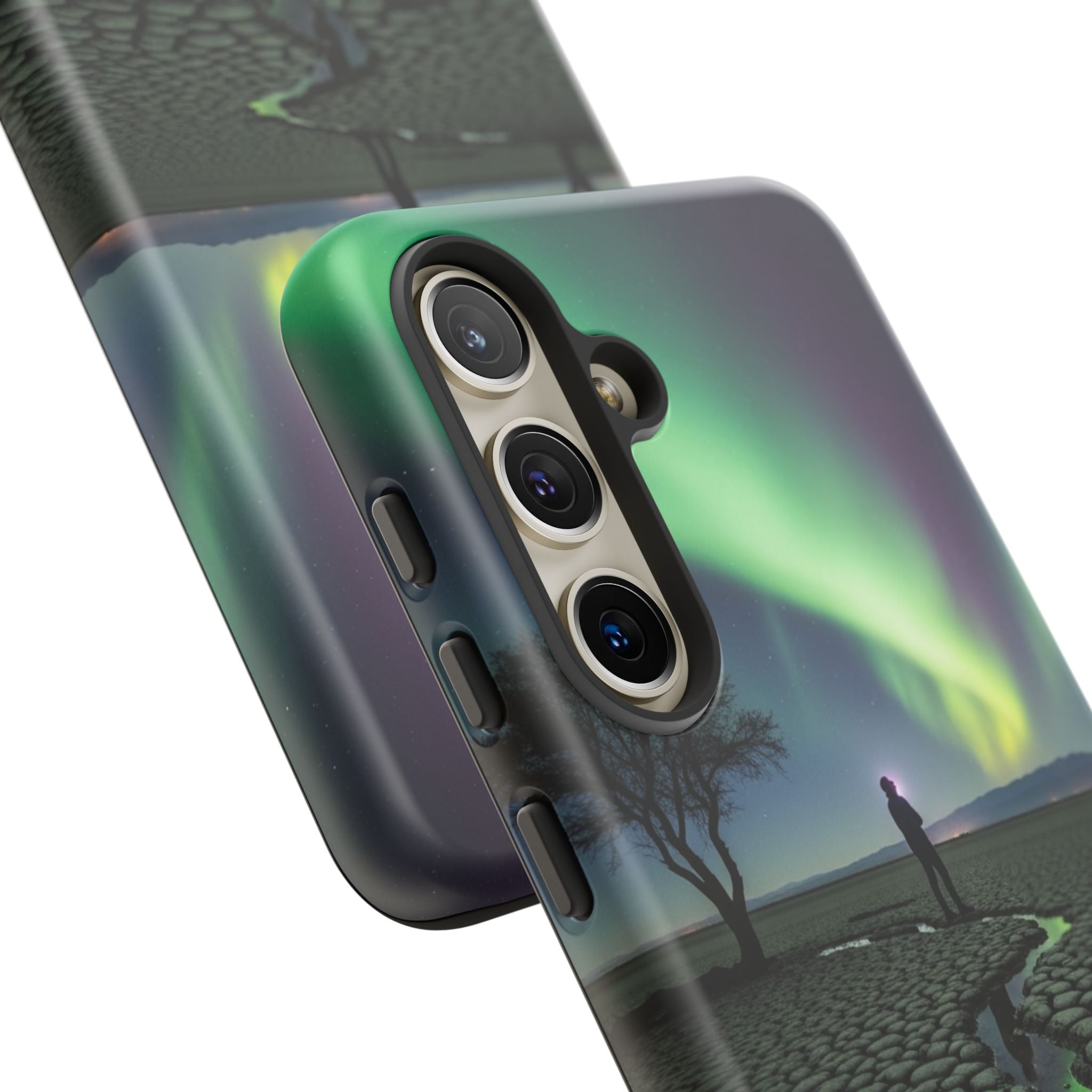 Aurora Night Sky Tough Phone Case — Northern Lights Landscape Protective Cover
