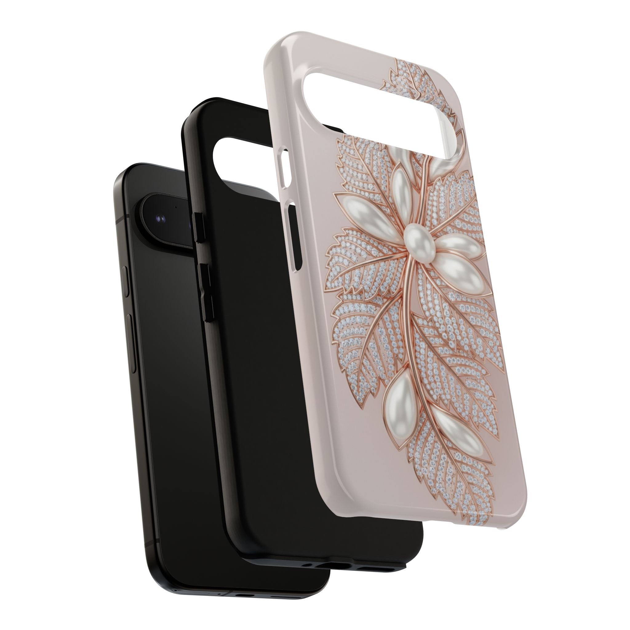 Rose Gold Pearl Leaf Tough Phone Case for Google Phone