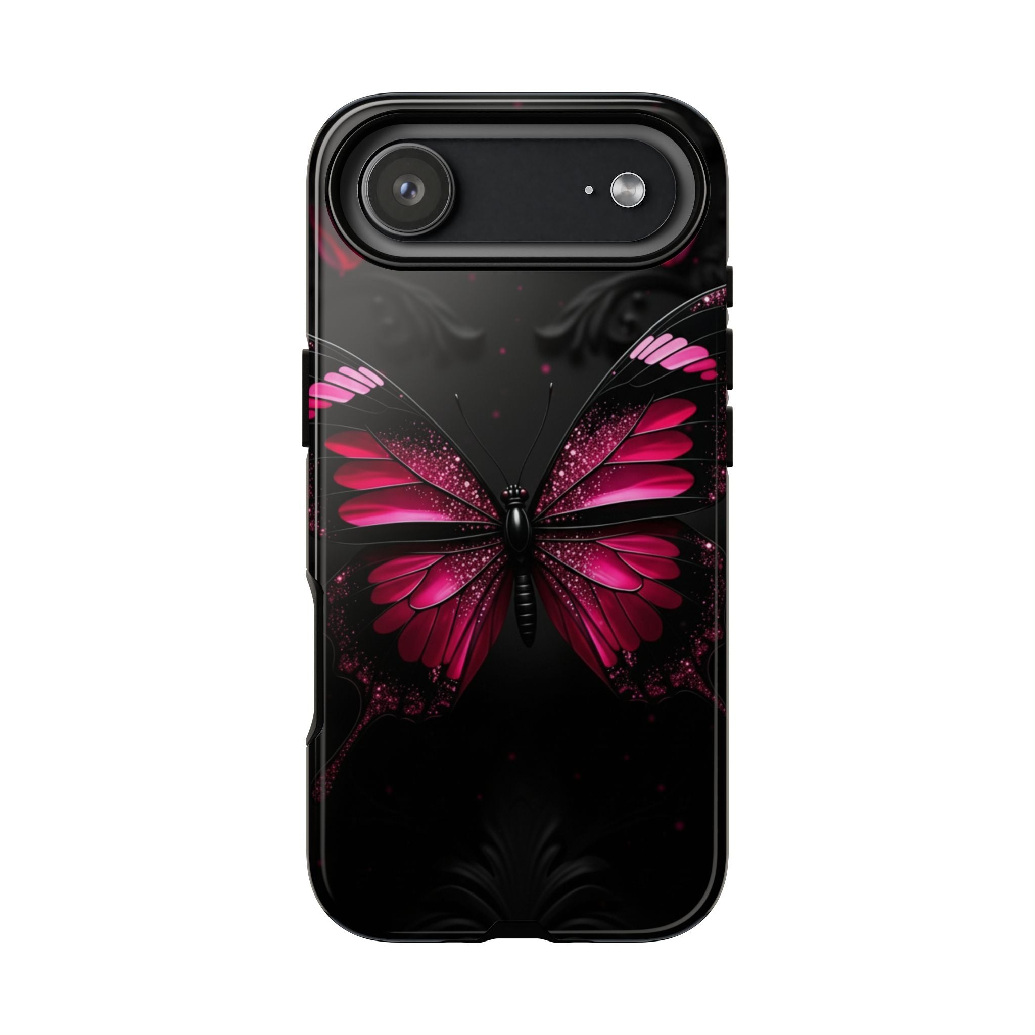 Pink Butterfly Tough Phone Case - Shockproof Protective iPhone Cover