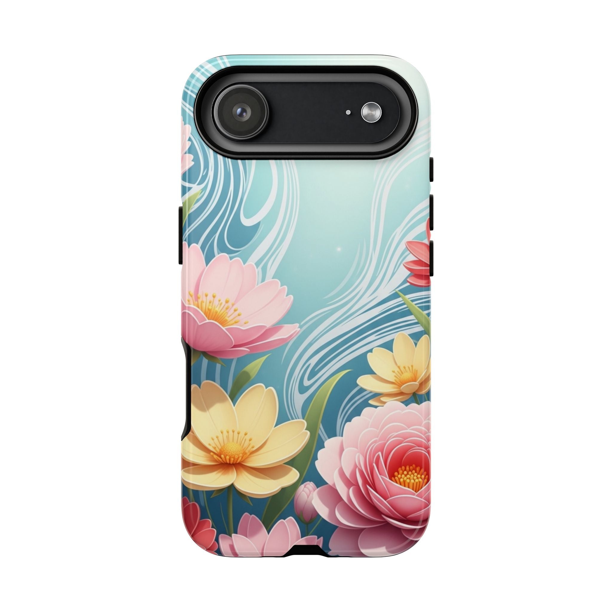 Floral Lotus Tough Phone Case — Watercolor Garden Protective Cover