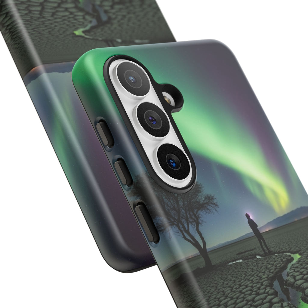 Aurora Night Sky Tough Phone Case — Northern Lights Landscape Protective Cover
