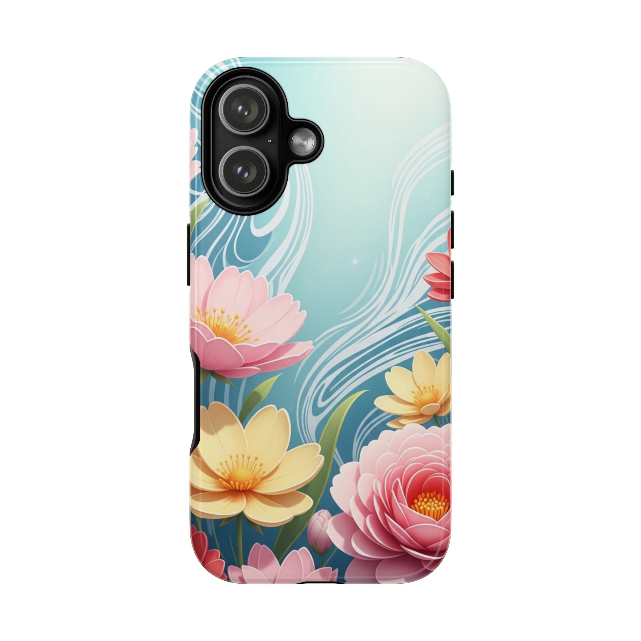 Floral Lotus Tough Phone Case — Watercolor Garden Protective Cover