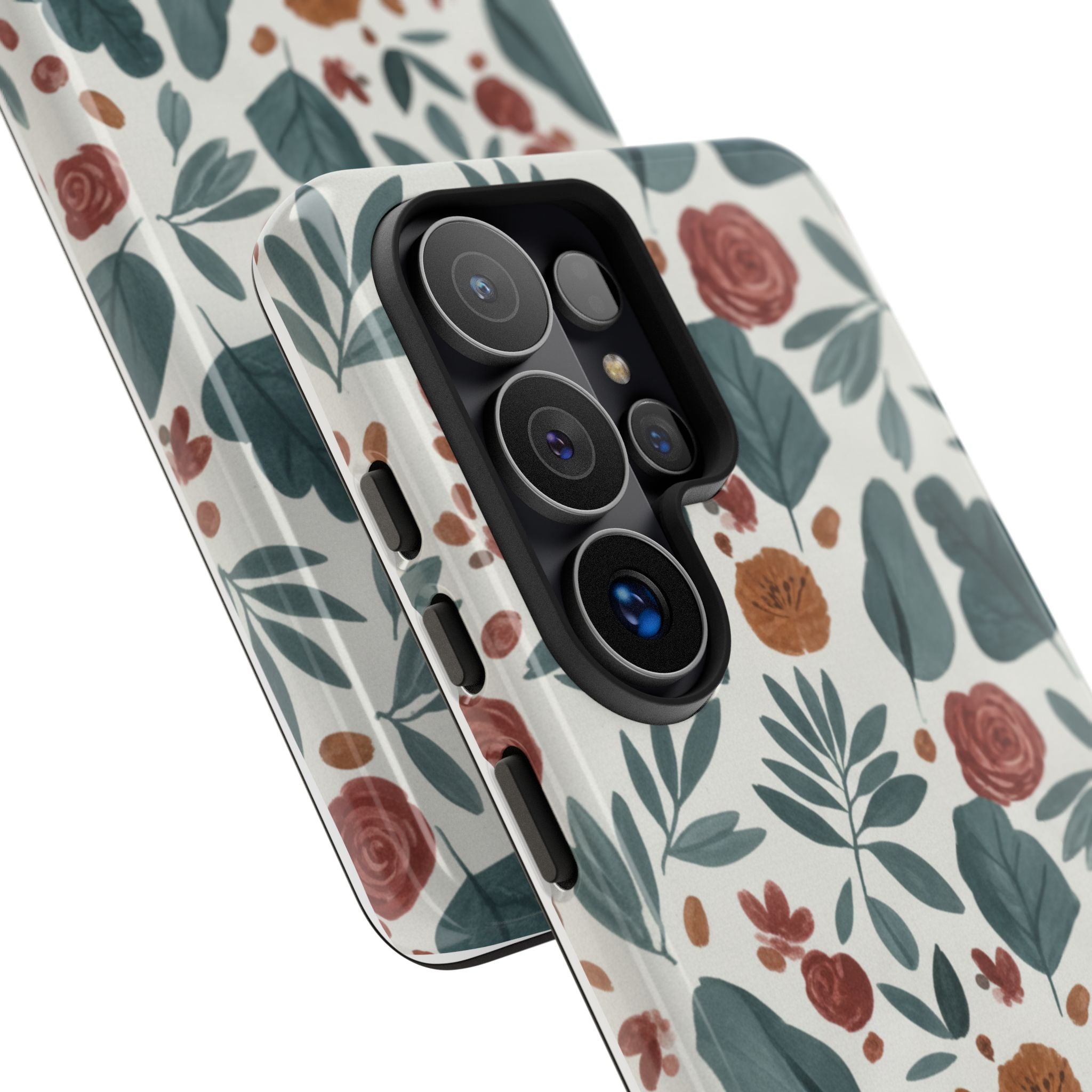 Floral Leaf Pattern Tough Phone Case — Protective Botanical iPhone Cover
