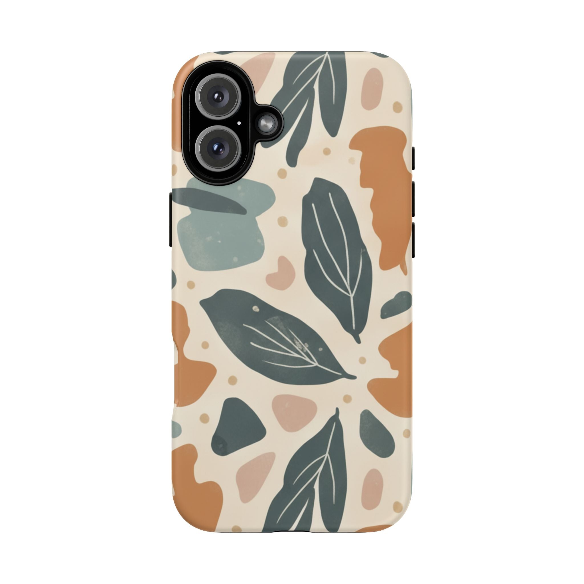 Floral Leaf Tough Phone Case — Abstract Earth-Tone Protection