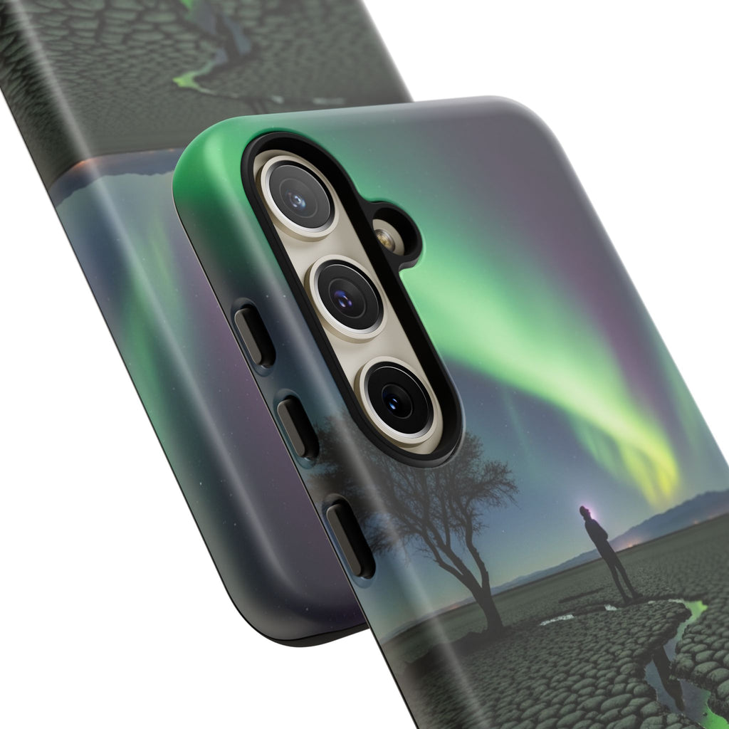 Aurora Night Sky Tough Phone Case — Northern Lights Landscape Protective Cover