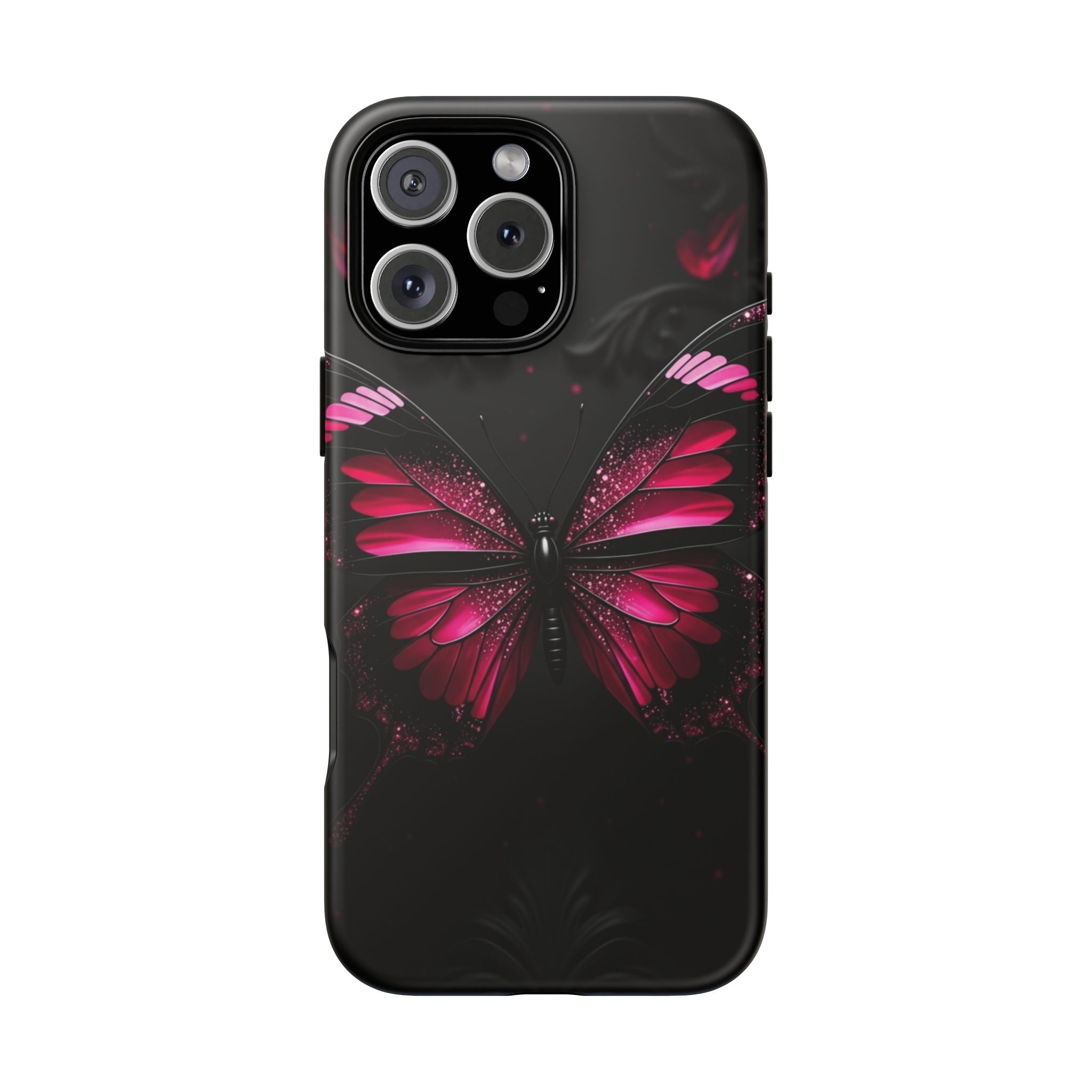 Pink Butterfly Tough Phone Case - Shockproof Protective iPhone Cover