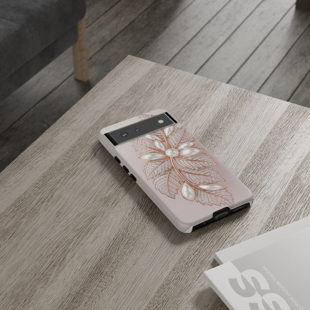 Rose Gold Pearl Leaf Tough Phone Case for Google Phone