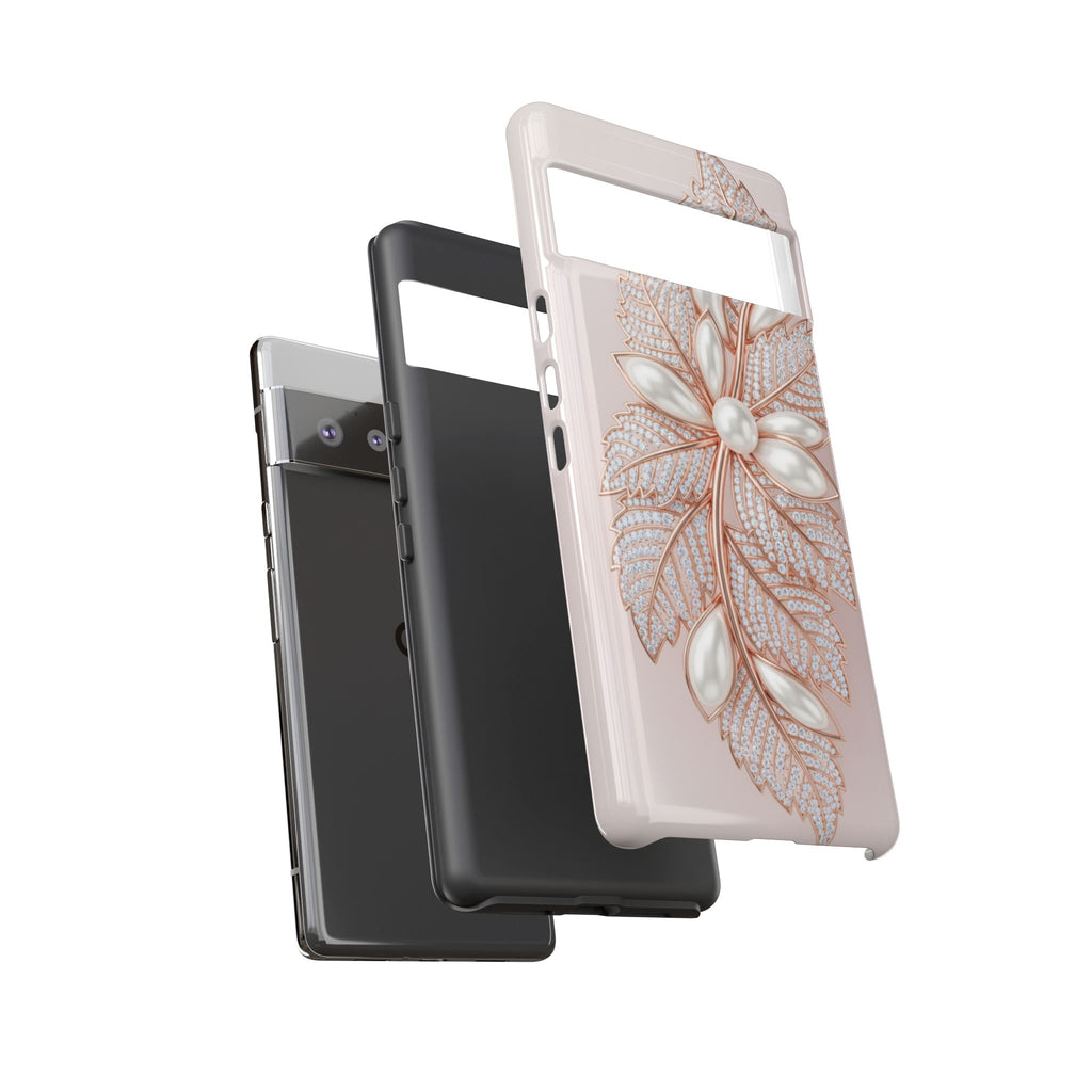 Rose Gold Pearl Leaf Tough Phone Case for Google Phone