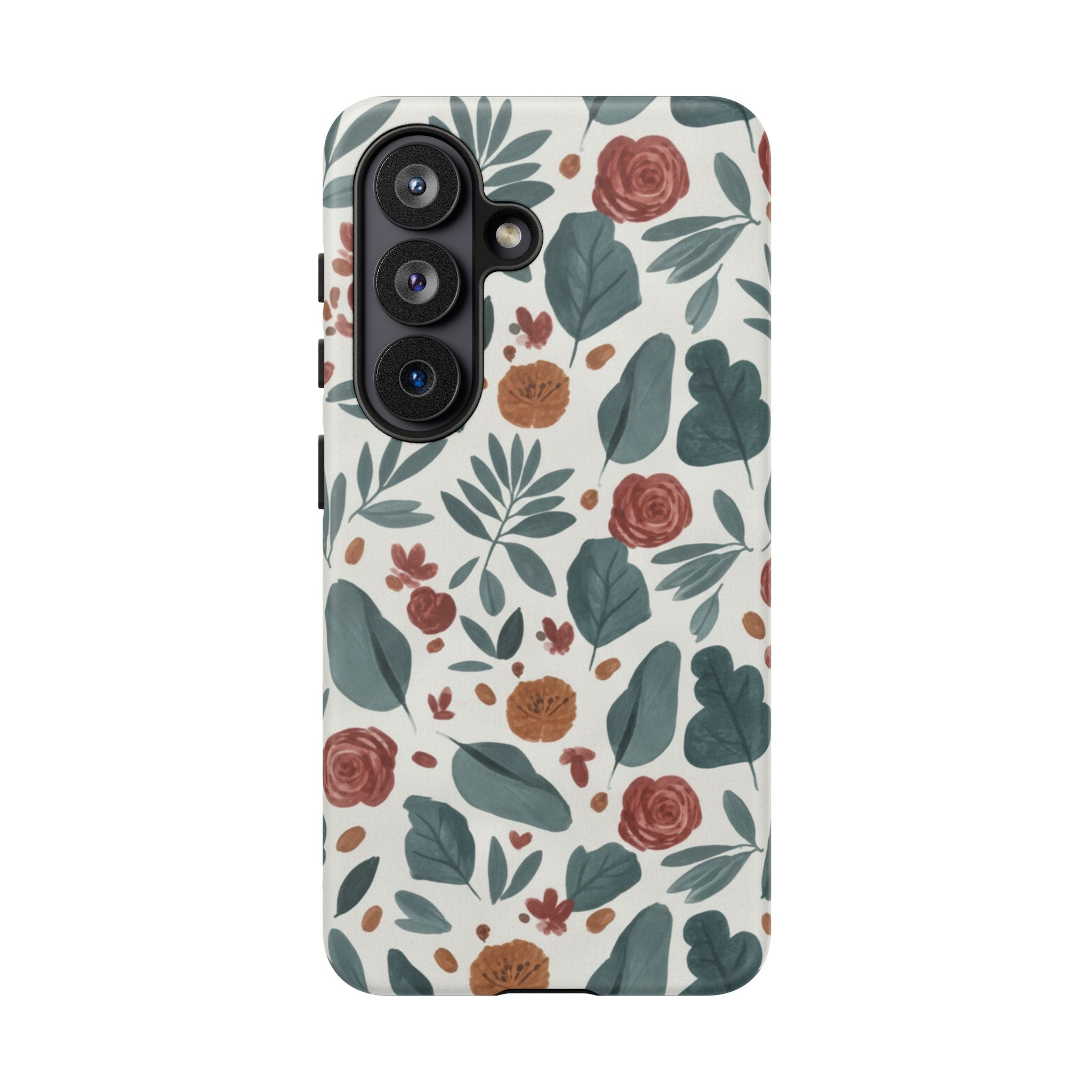 Floral Leaf Pattern Tough Phone Case — Protective Botanical iPhone Cover