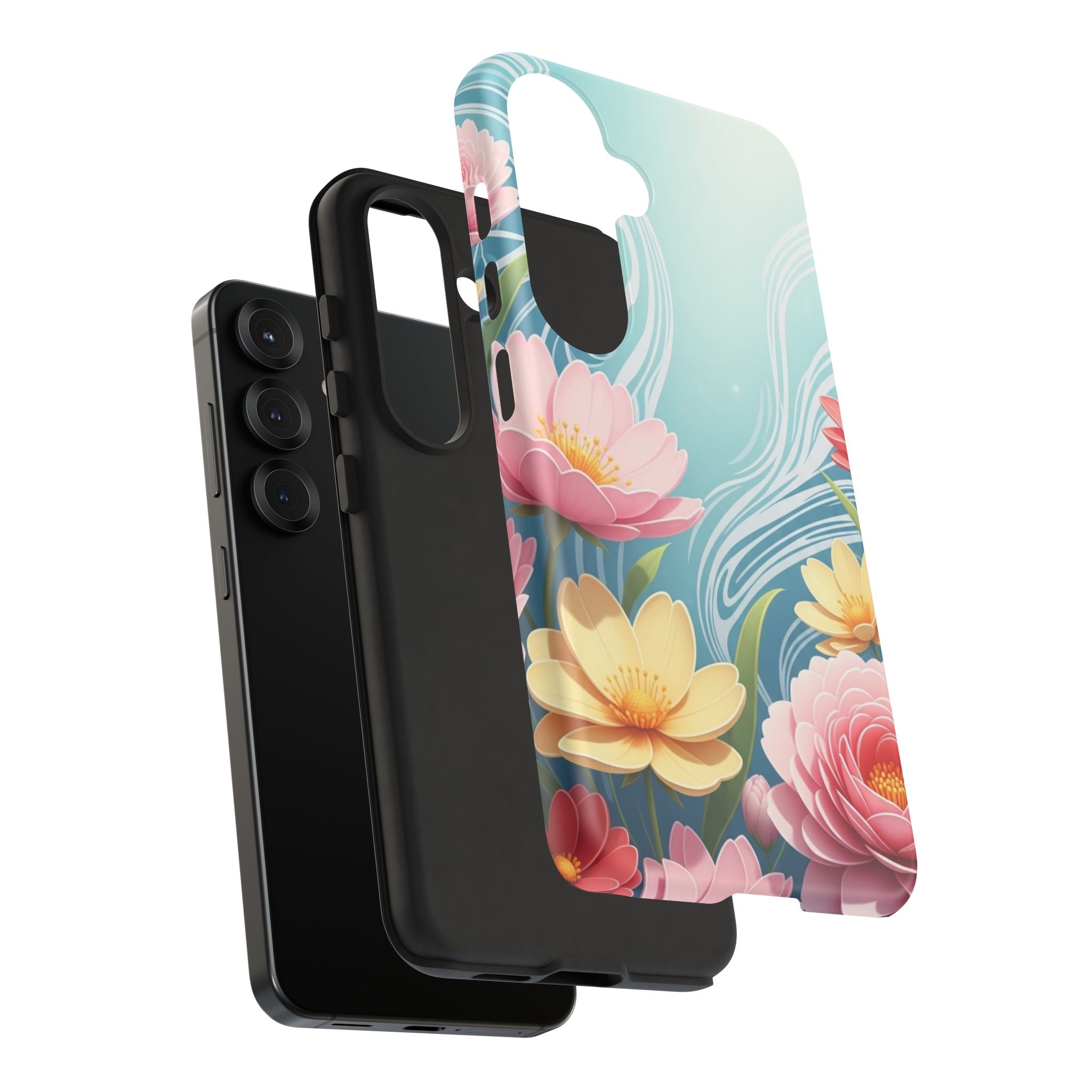 Floral Lotus Tough Phone Case — Watercolor Garden Protective Cover