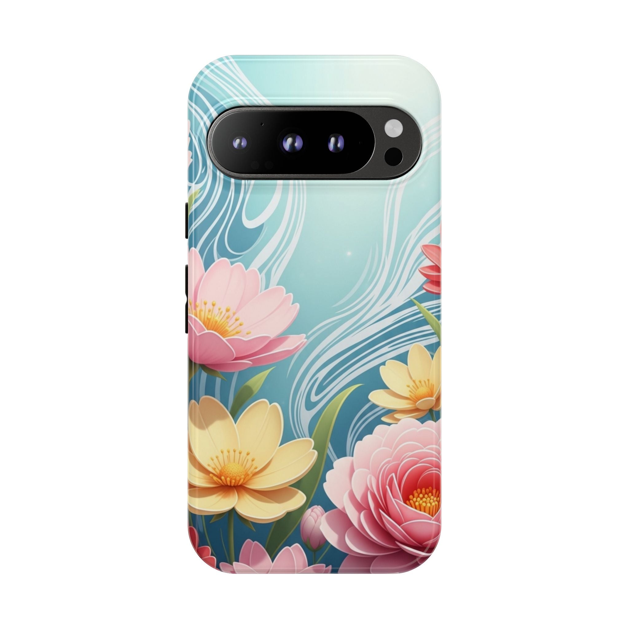 Floral Lotus Tough Phone Case — Watercolor Garden Protective Cover