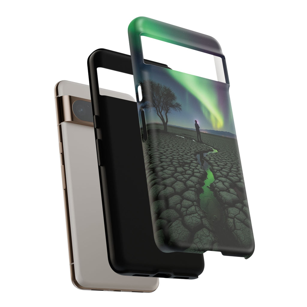 Aurora Night Sky Tough Phone Case — Northern Lights Landscape Protective Cover