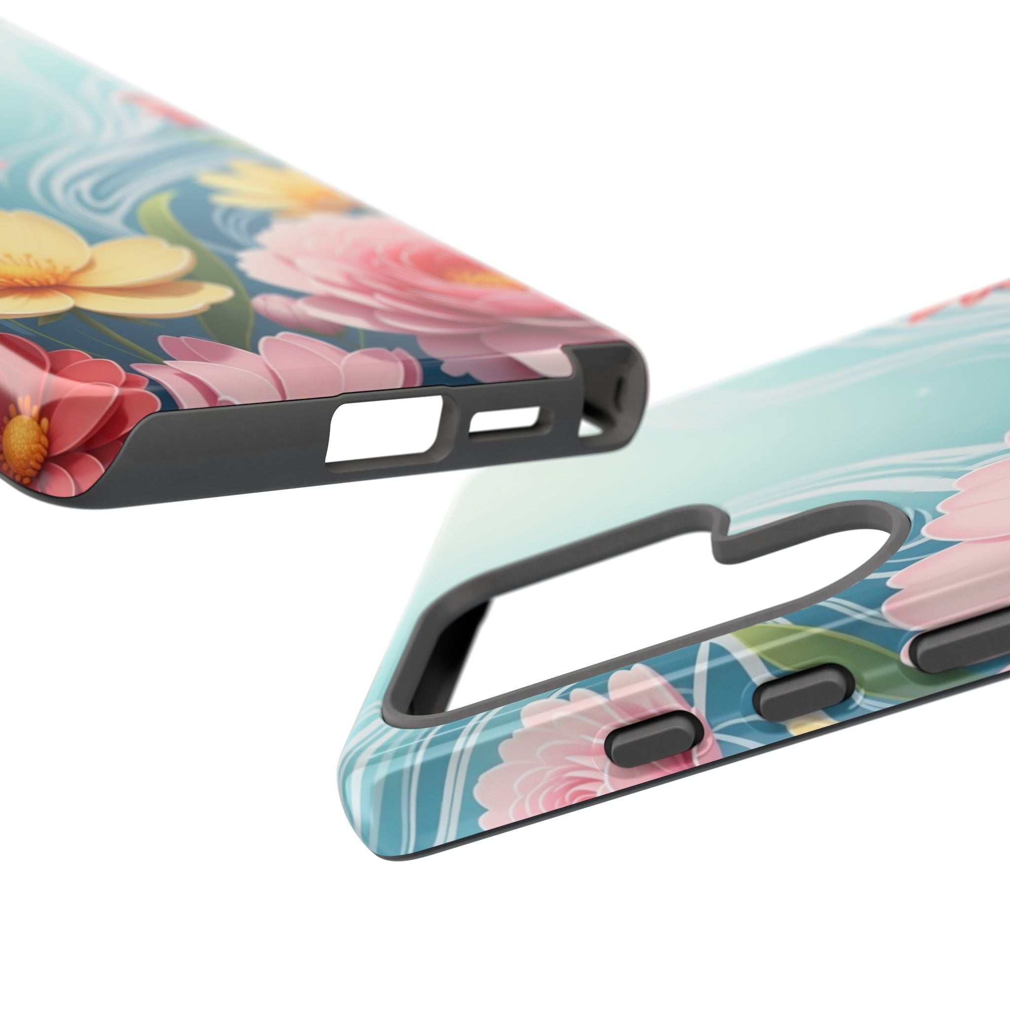 Floral Lotus Tough Phone Case — Watercolor Garden Protective Cover
