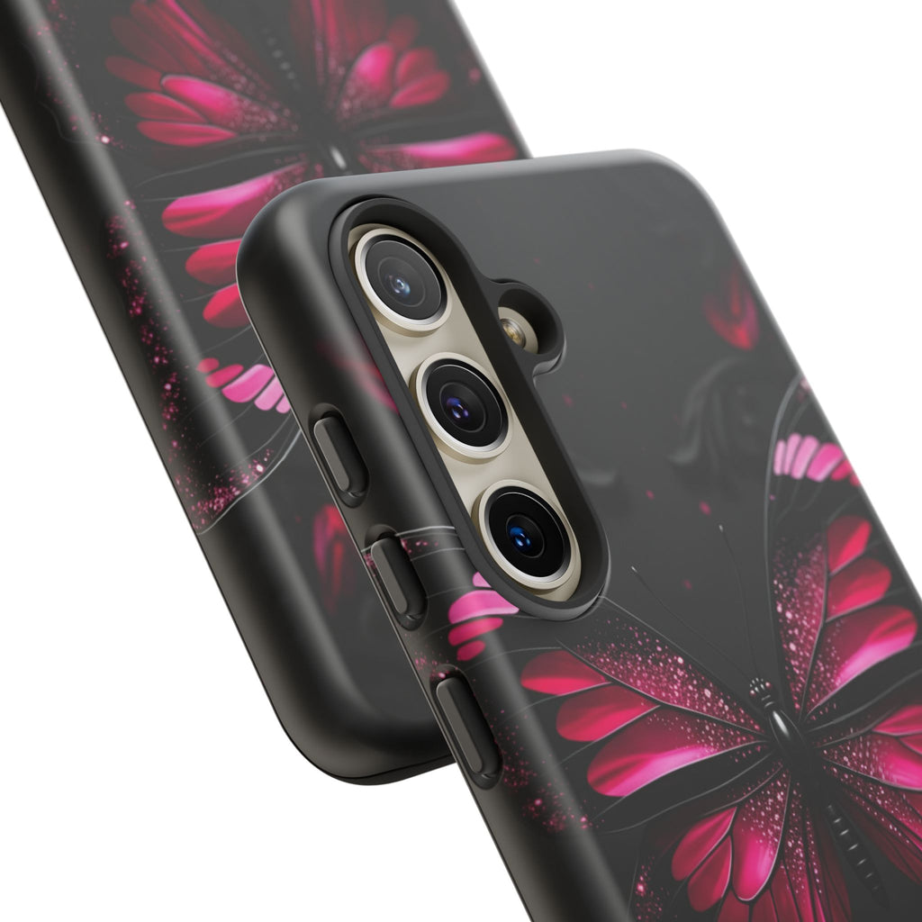 Pink Butterfly Tough Phone Case - Shockproof Protective iPhone Cover