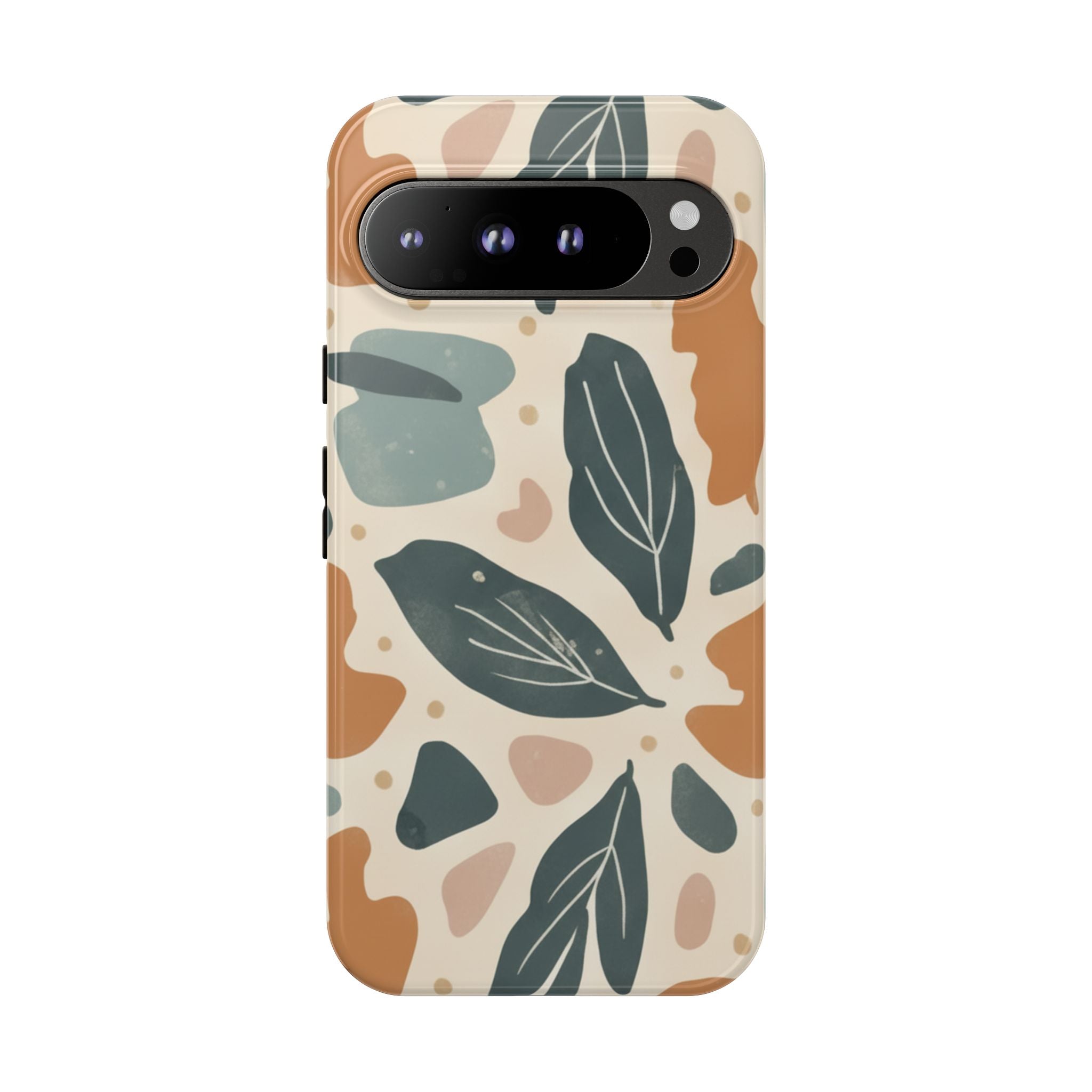 Floral Leaf Tough Phone Case — Abstract Earth-Tone Protection