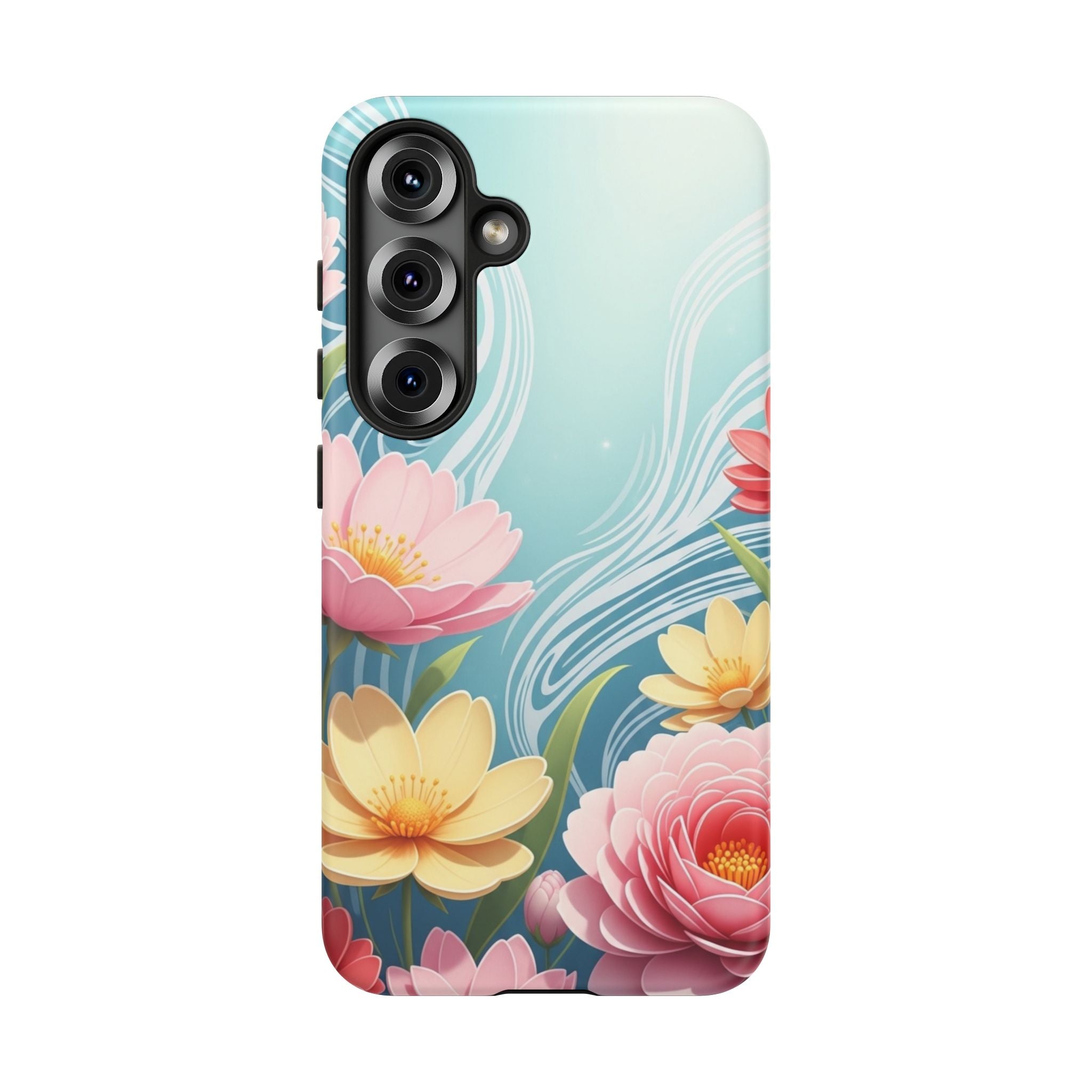 Floral Lotus Tough Phone Case — Watercolor Garden Protective Cover