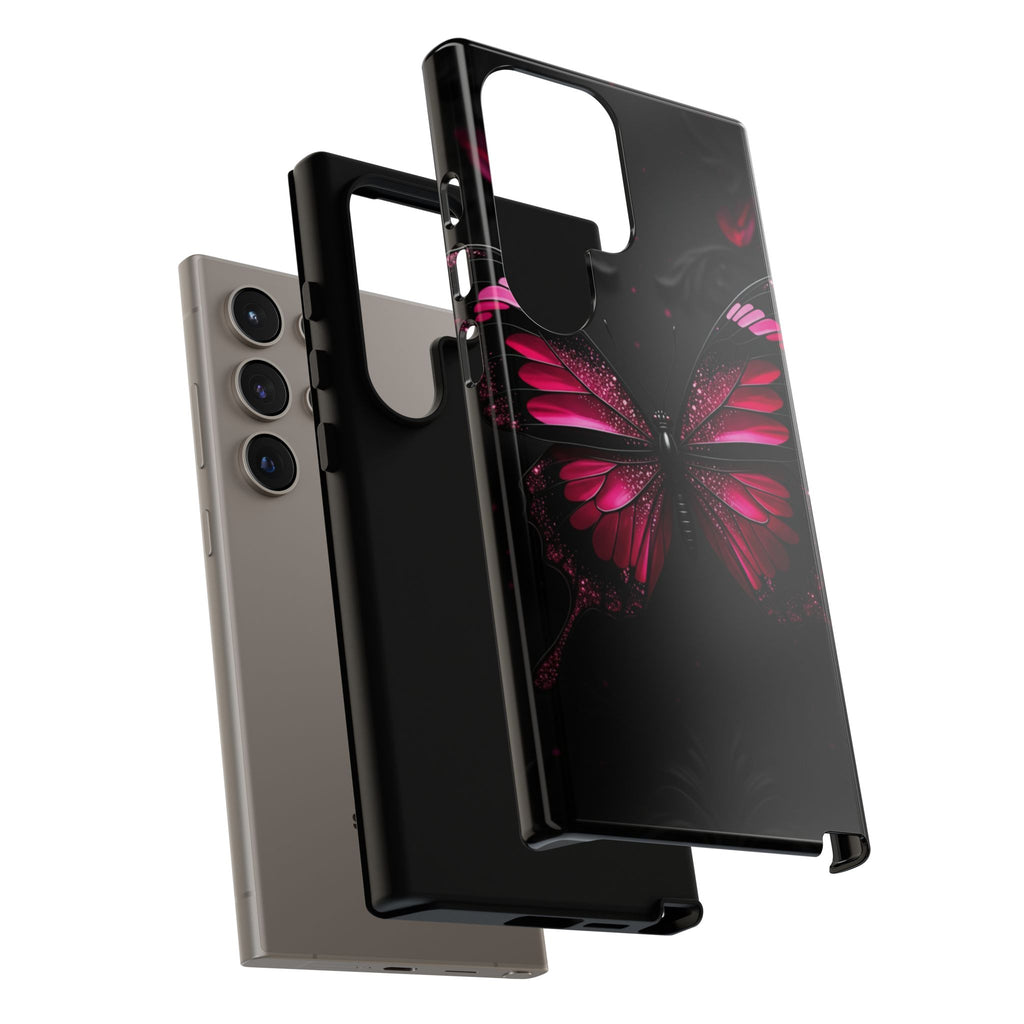 Pink Butterfly Tough Phone Case - Shockproof Protective iPhone Cover