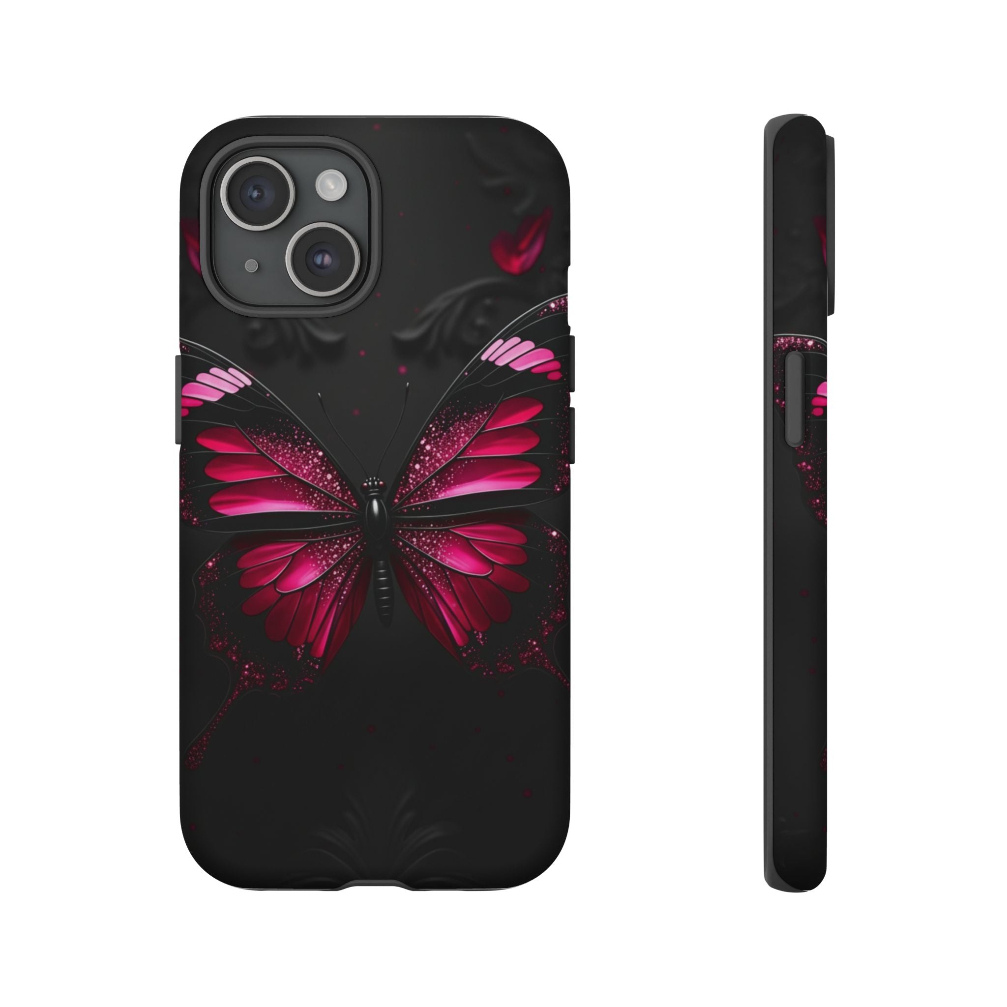 Pink Butterfly Tough Phone Case - Shockproof Protective iPhone Cover