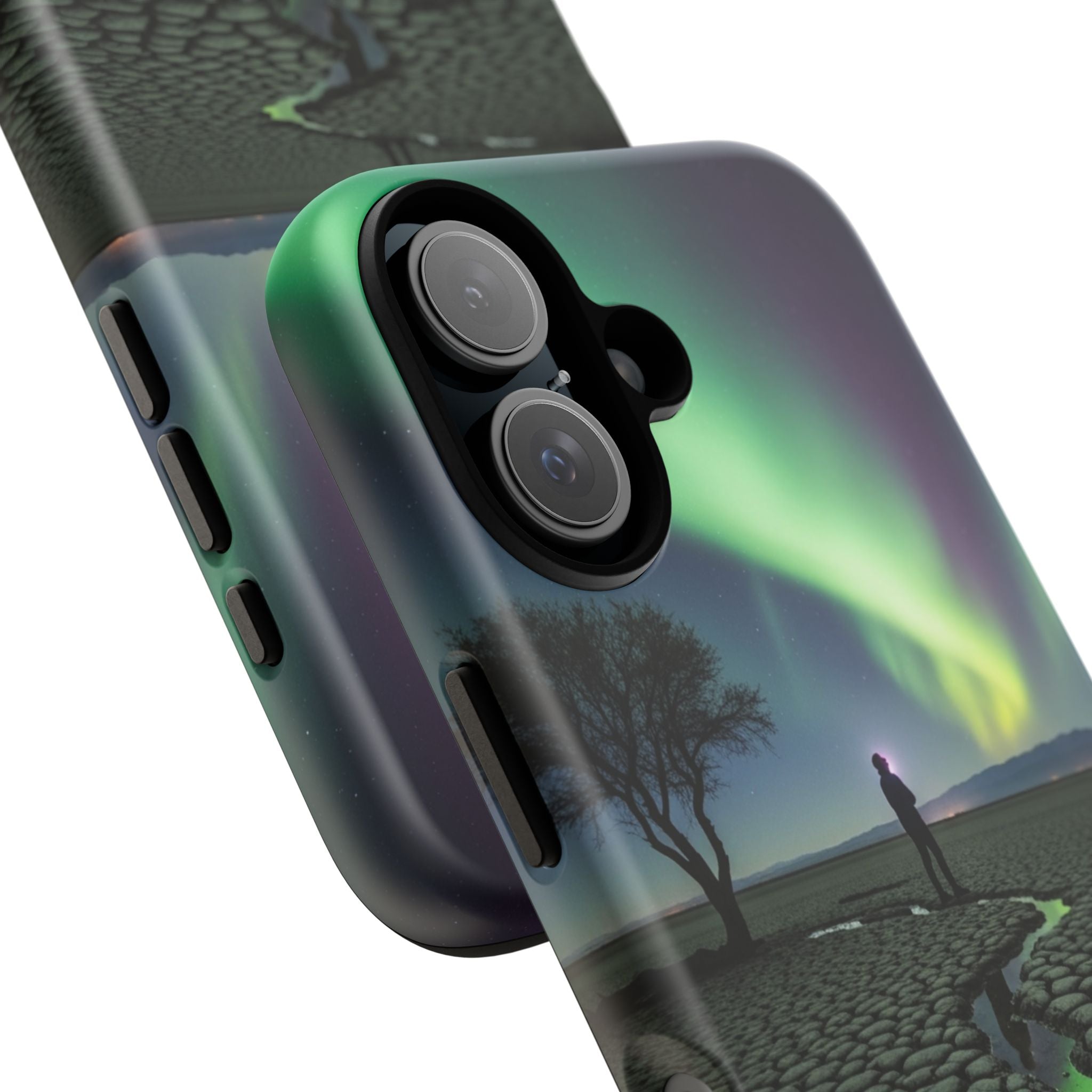Aurora Night Sky Tough Phone Case — Northern Lights Landscape Protective Cover
