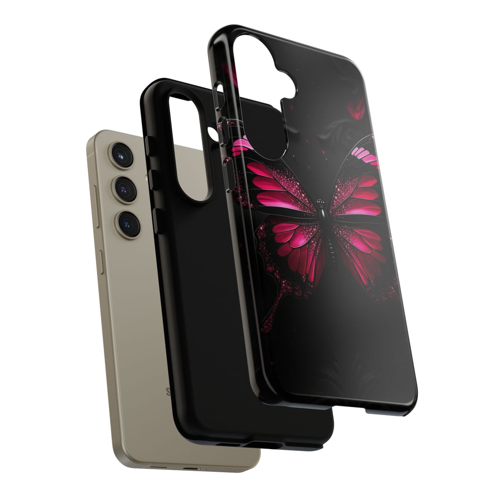 Pink Butterfly Tough Phone Case - Shockproof Protective iPhone Cover